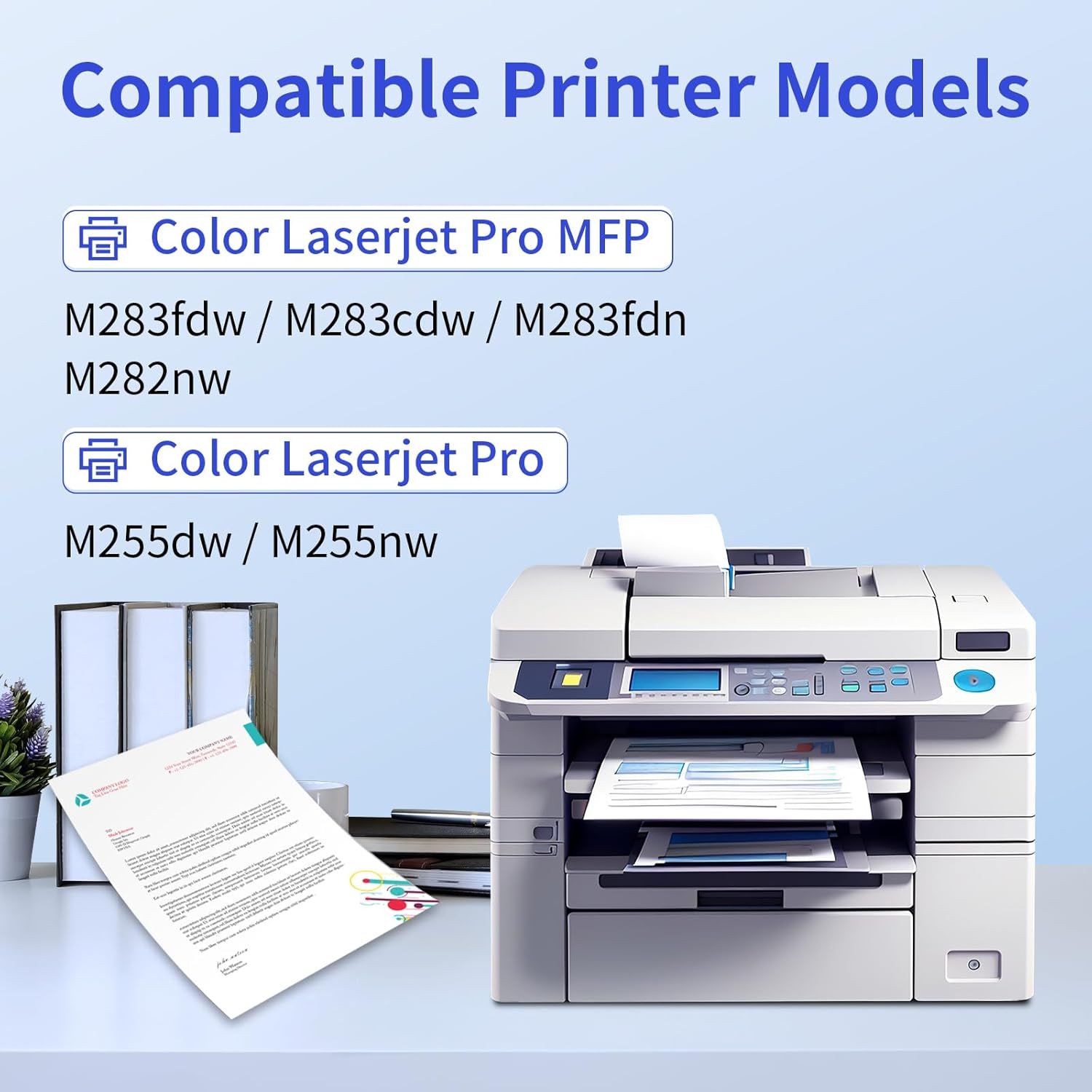 Shows which specific printer models the product is compatible with, helping shoppers verify that the product will work with their existing printer.