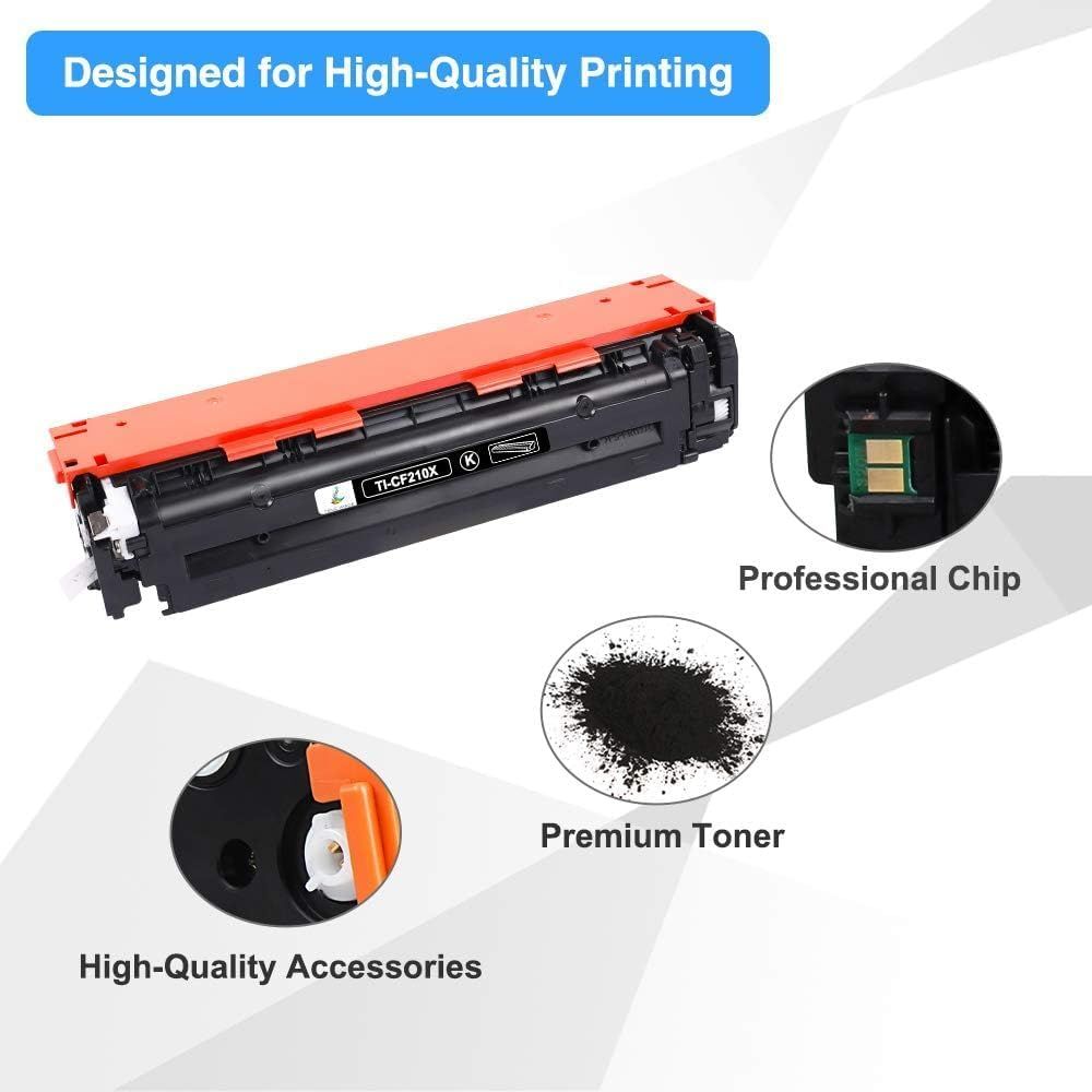 Breaks down the printer toner cartridge by highlighting its key internal components—professional chip, premium toner powder, and high-quality accessories—to reassure shoppers of the product's…