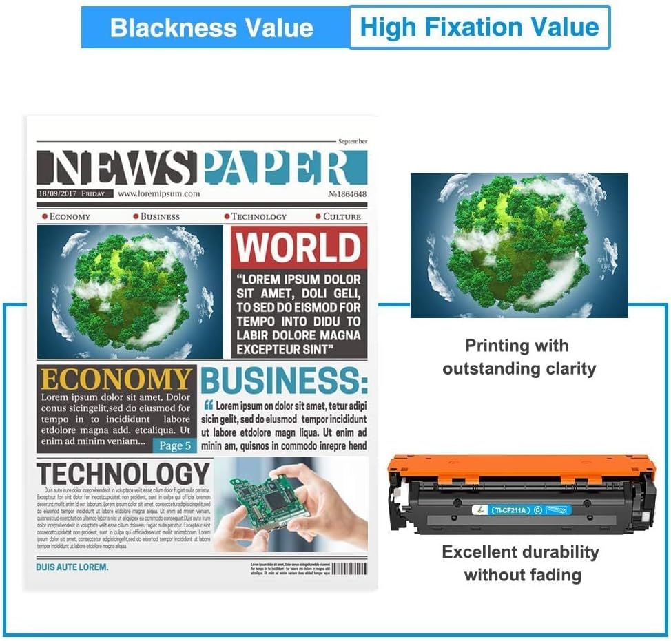 Demonstrates multiple distinct benefits of the printer/toner product including high blackness value, print clarity, and durability without fading to reassure shoppers of superior print quality and…