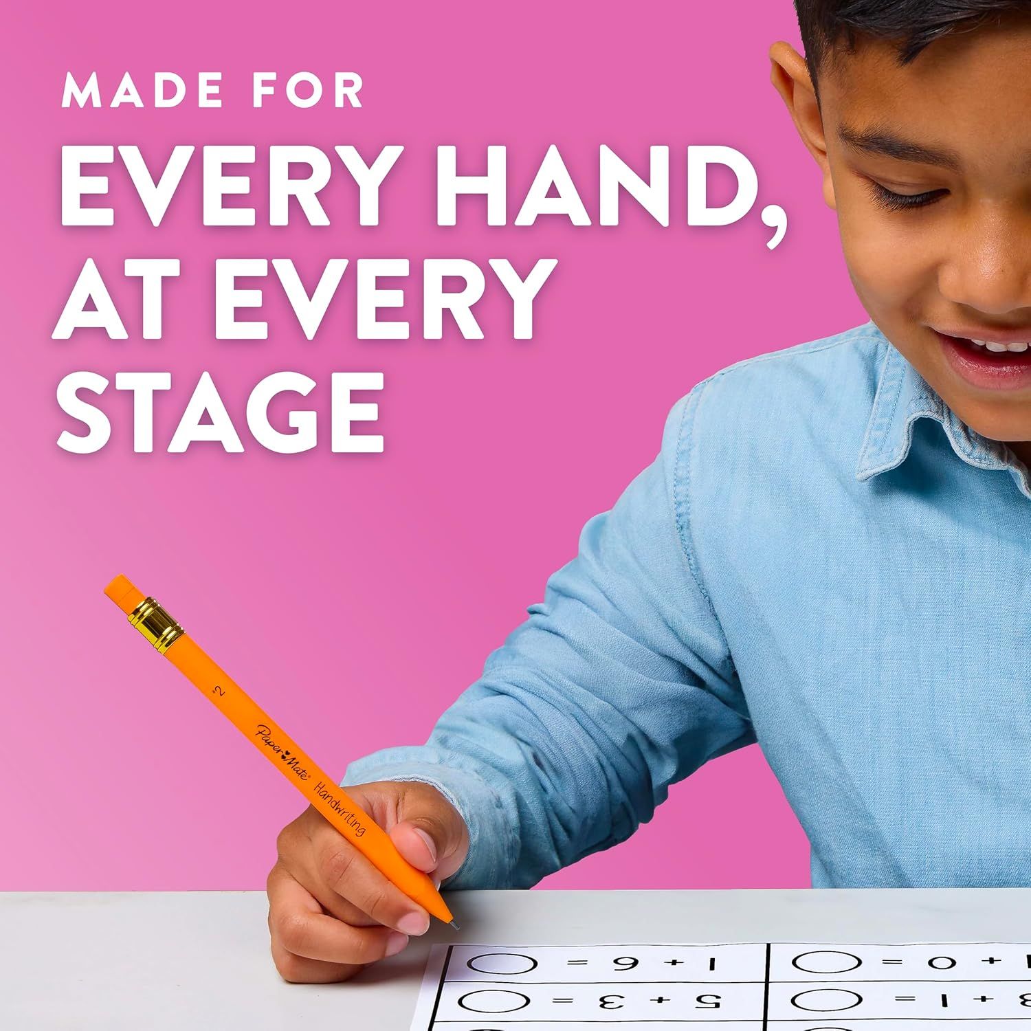 Communicates that the product (pencil) is designed to be suitable for children at every developmental stage, emphasizing inclusivity and age-appropriate ergonomics.