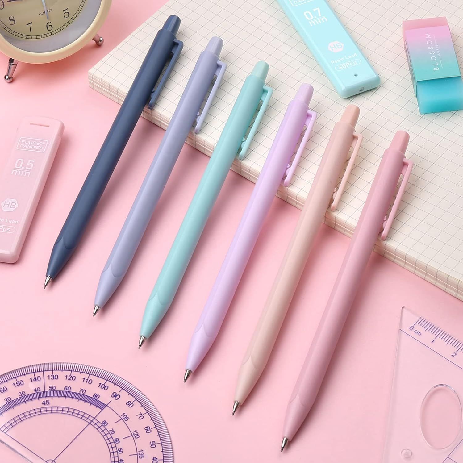 Displays the brand's product lineup showing multiple color options available for the pens, helping shoppers visualize the variety and choose their preferred aesthetic.