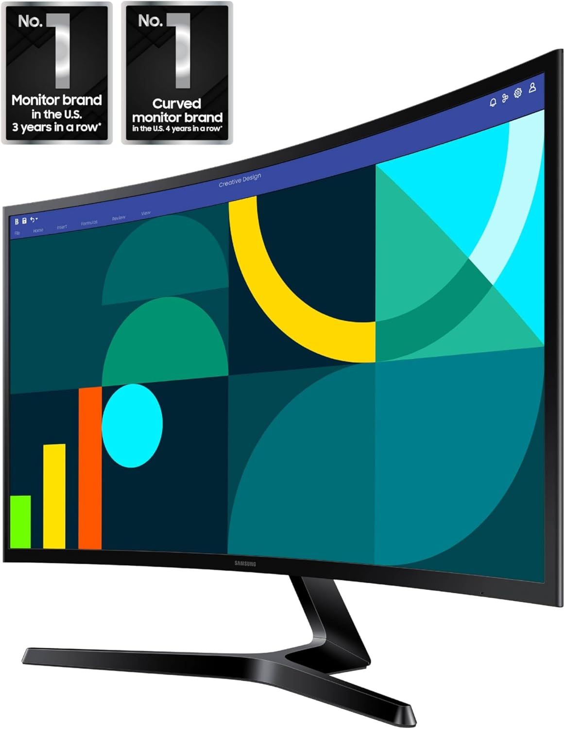 Communicates brand dominance and market leadership by highlighting that this is the #1 monitor brand in the U.S. for 3 years running and #1 curved monitor brand for 4 years in a row, building trust…