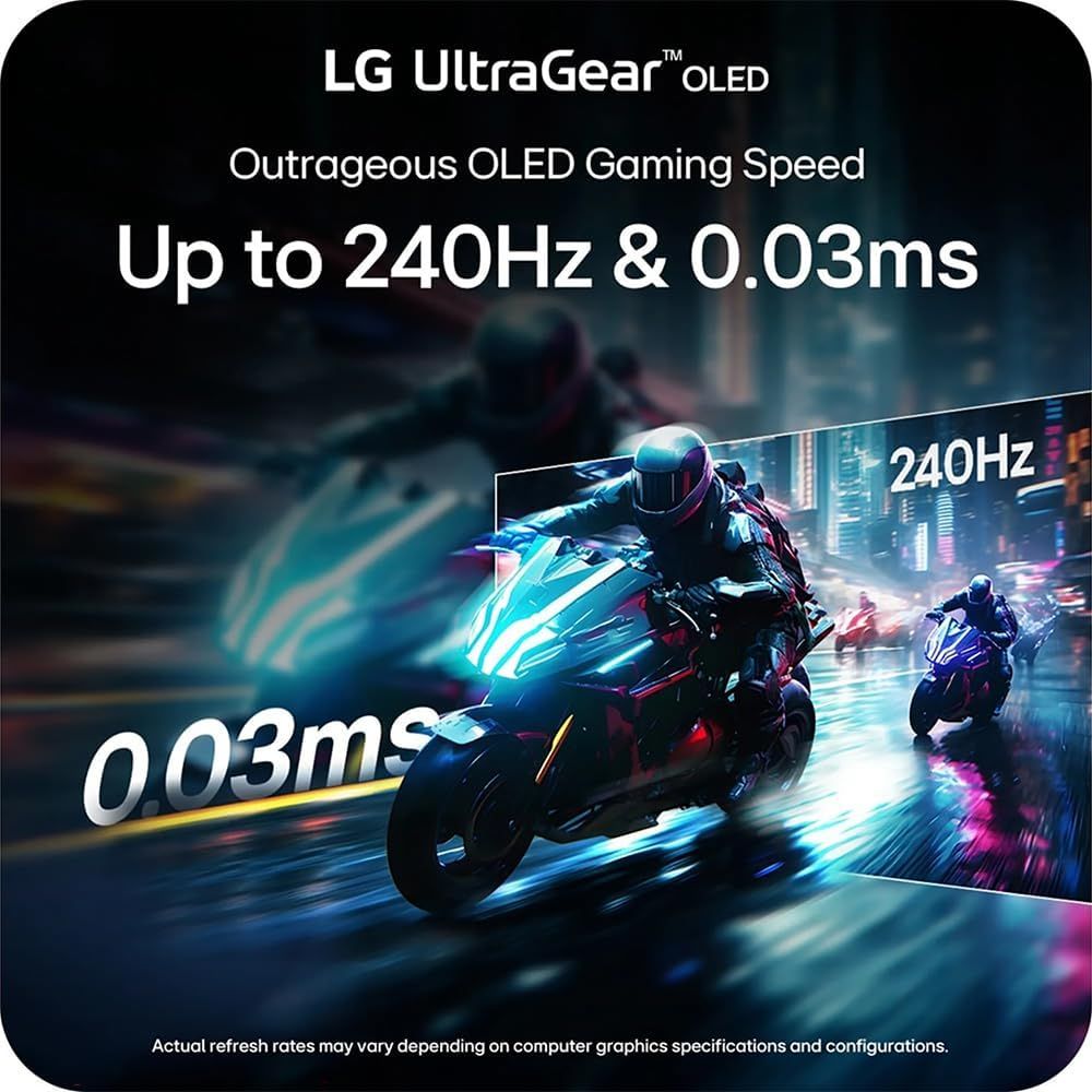 Highlights the monitor's exceptional gaming performance specs (240Hz refresh rate and 0.03ms response time) to appeal to competitive gamers seeking ultra-fast, smooth gameplay with minimal lag.…