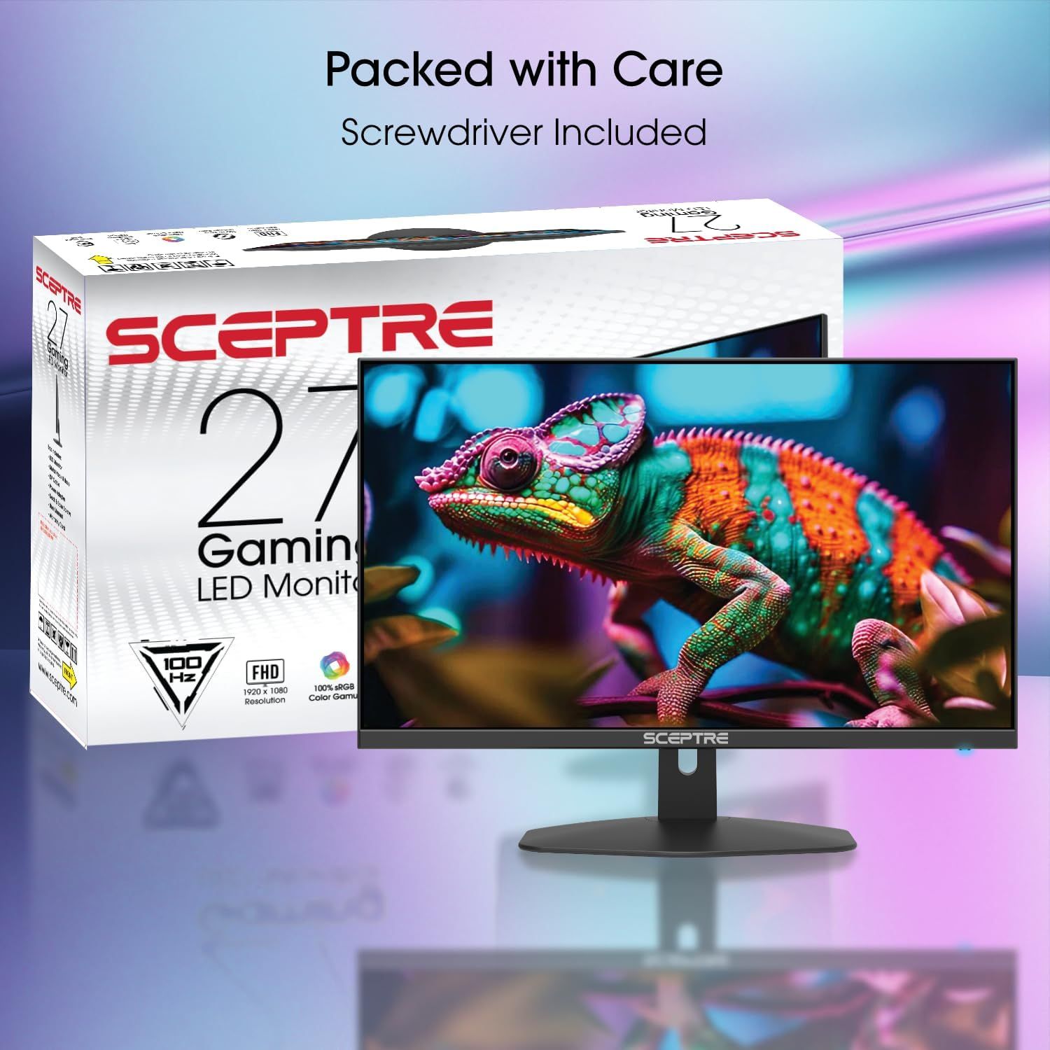 Communicates that the monitor comes with a screwdriver for easy setup, reassuring shoppers that they have everything needed for assembly.