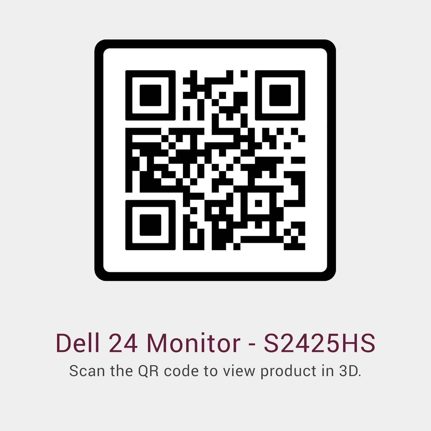 Instructs shoppers to scan the QR code to access an interactive 3D view of the product, enhancing their ability to evaluate the monitor before purchase.