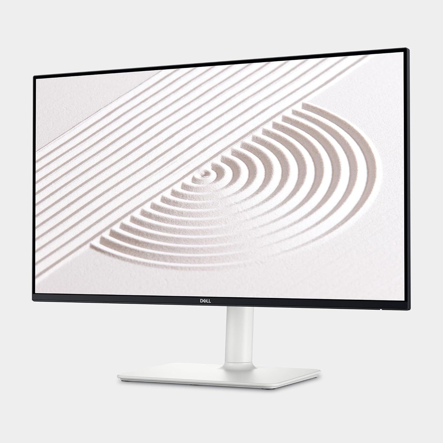 Provides a clean, distraction-free view of the Dell monitor to showcase its design, thin bezels, and minimalist aesthetic without any text or graphics.