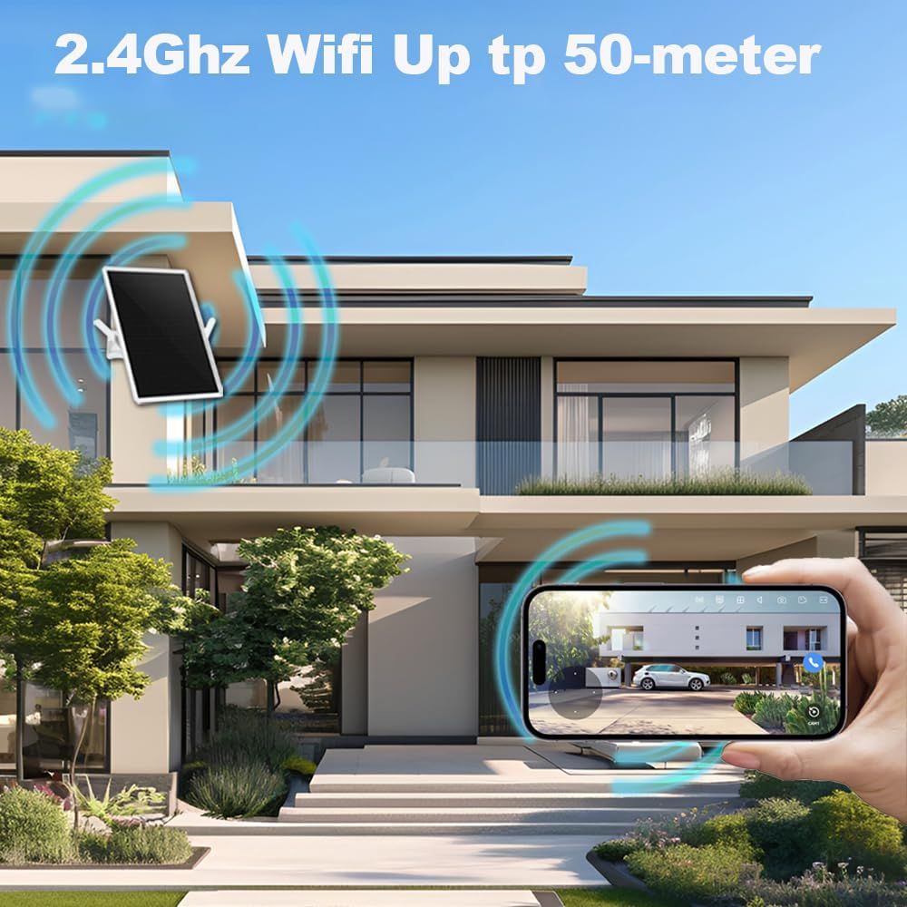 Communicates the product's wireless range capability (up to 50 meters) and WiFi frequency to reassure shoppers about strong connectivity coverage throughout their home. Demonstrates the benefit of…