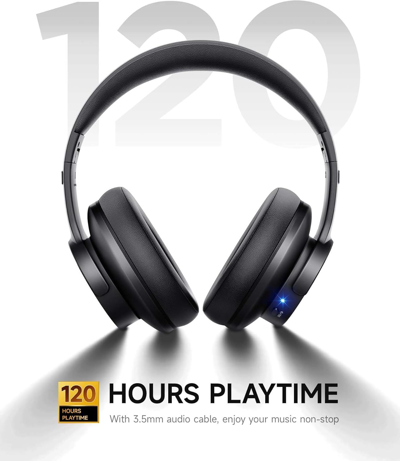 Communicates the exceptional battery performance of the headphones, reassuring shoppers they can enjoy extended listening without frequent recharging. Highlights the long battery life and wired…