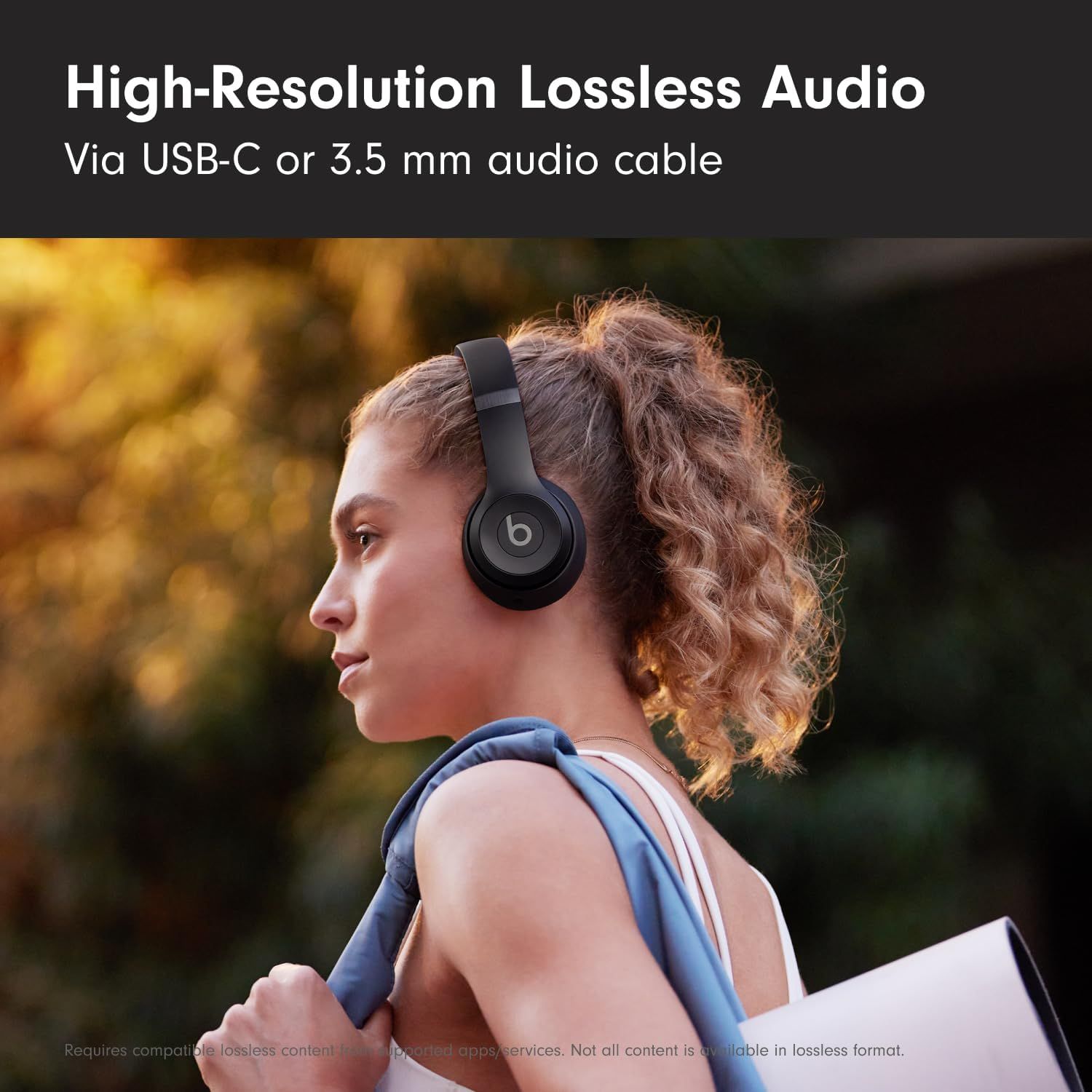 Communicates the premium audio quality of the headphones with lossless audio capability and flexible connectivity options to appeal to audiophiles and quality-conscious shoppers.