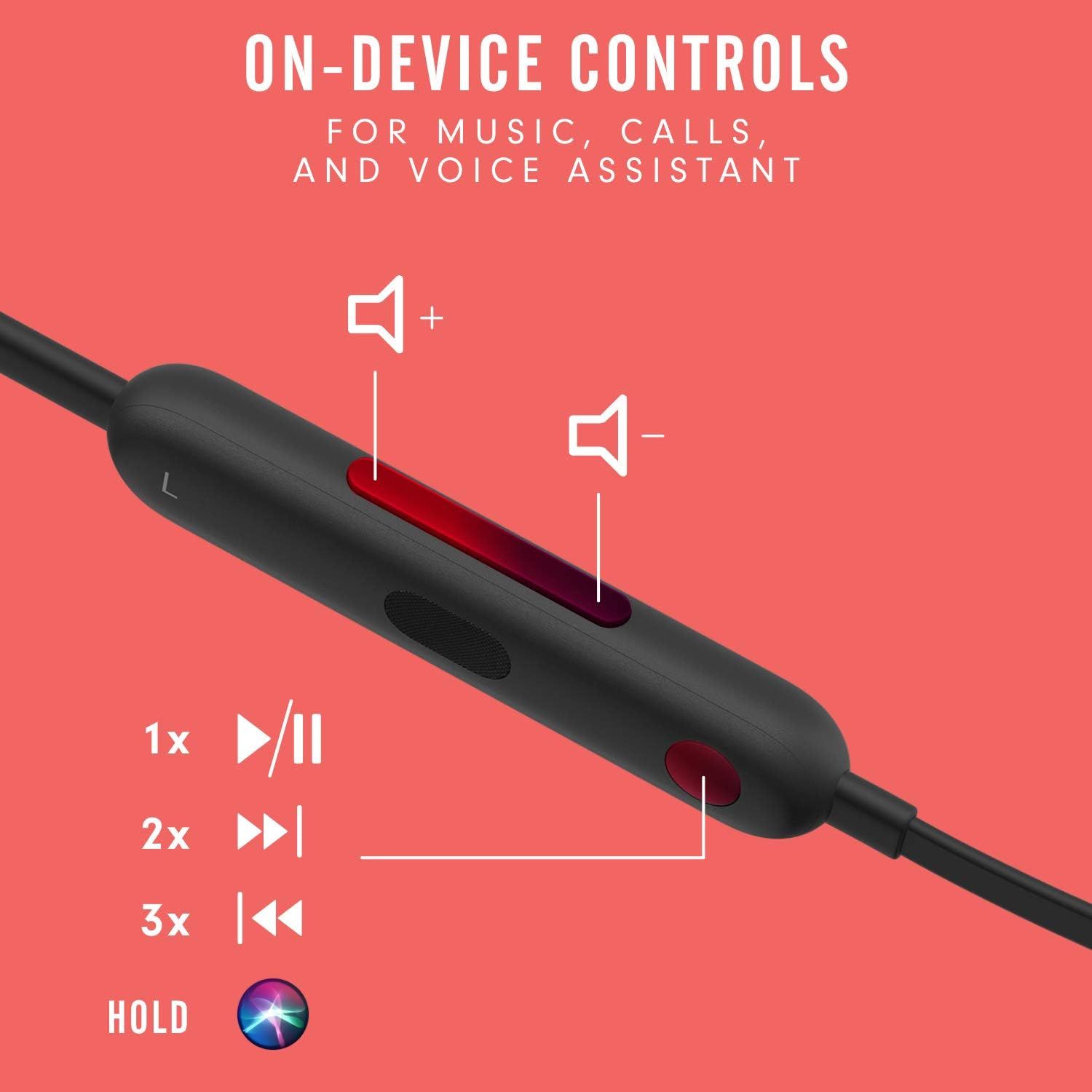 This image breaks down the physical control buttons on the earbud cable, showing shoppers exactly what each button does—volume adjustment, music/call control, and voice assistant access—to…