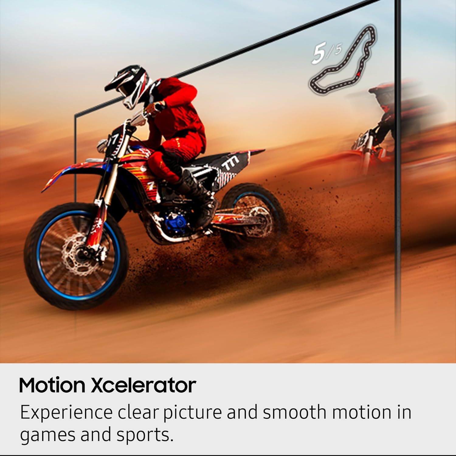 Communicates the display technology's ability to deliver clear picture quality and smooth motion performance for gaming and sports content, reassuring shoppers of enhanced viewing experience.