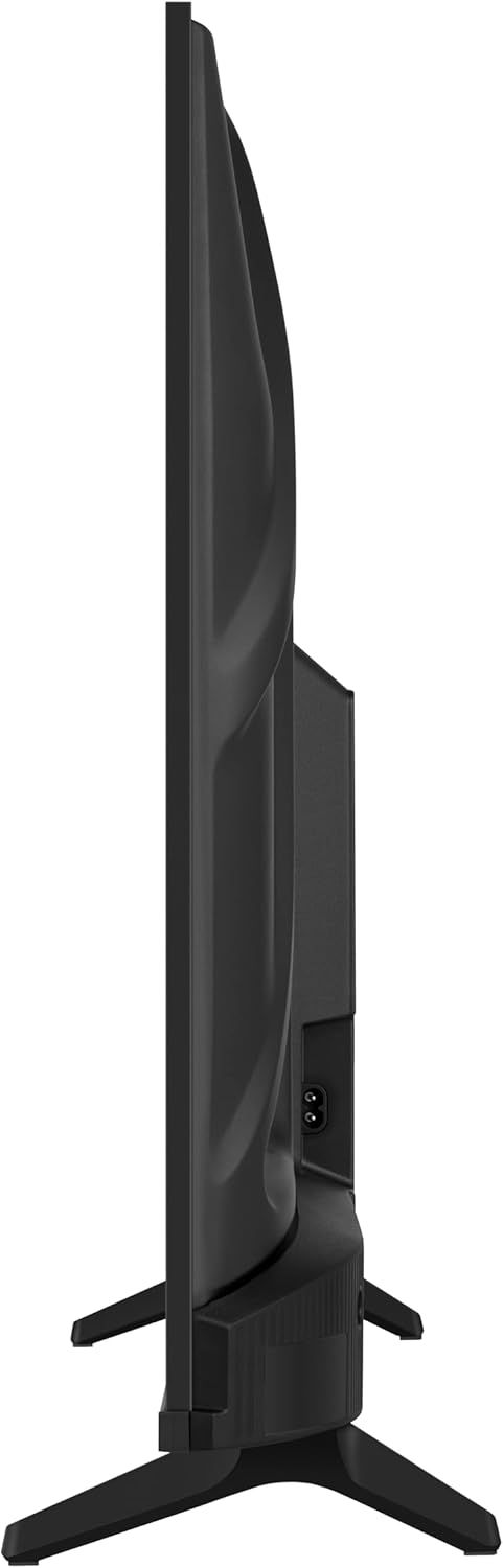 Provides a clean side-profile view of the TV to show its slim design and physical form factor on a white background.