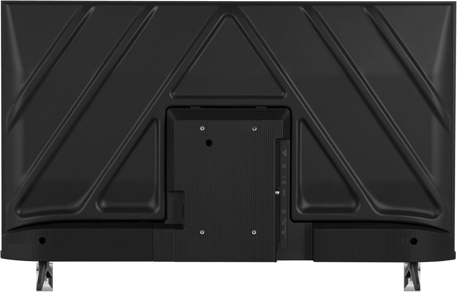 Shows the back panel of the television to help shoppers understand the physical design, port locations, and mounting options.