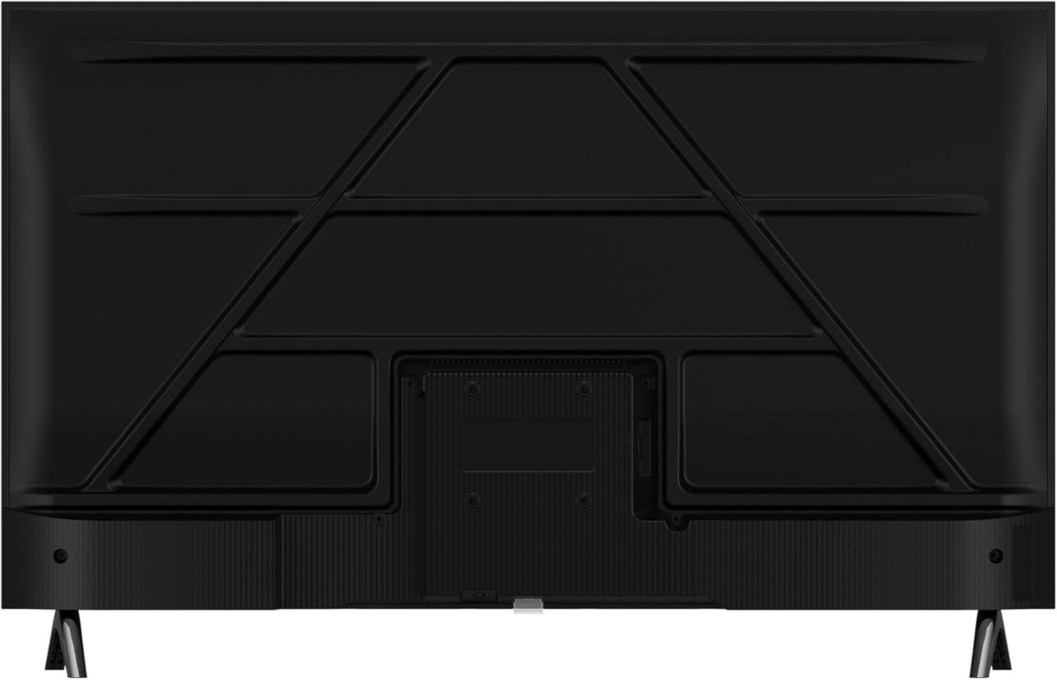 Shows the back panel design and structure of the television, allowing shoppers to see the physical appearance and build from the rear.