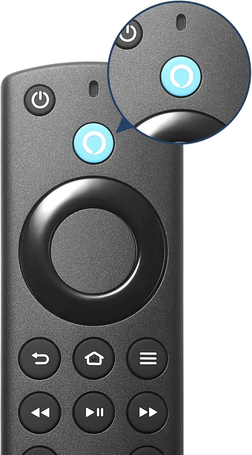 Highlights the physical location and function of key buttons on the remote control, helping shoppers understand the device's interface and ease of use.