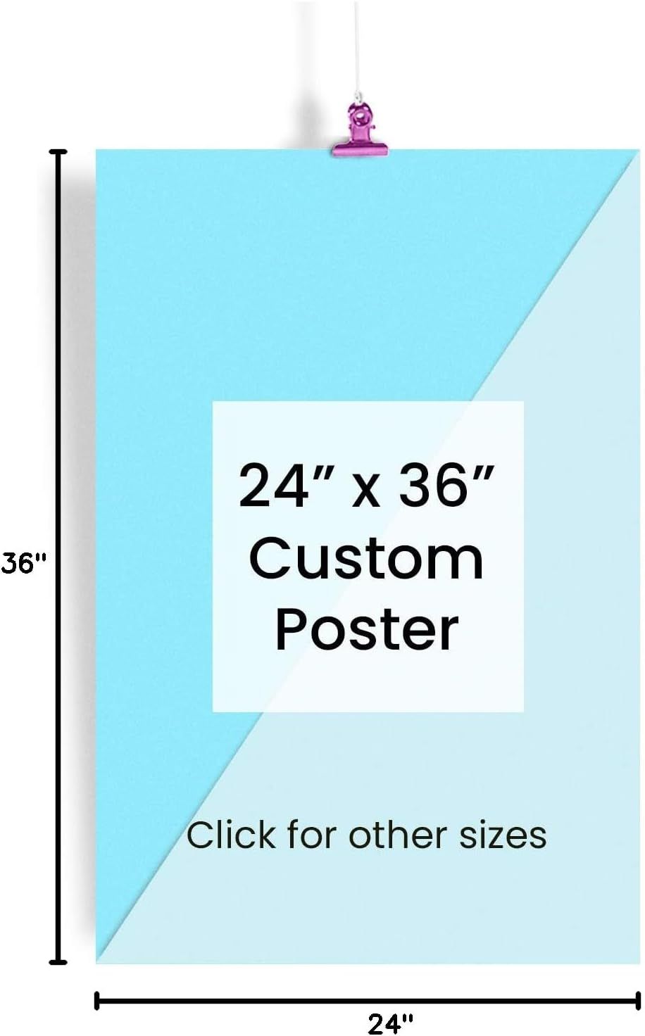 Communicates the exact physical size of the poster (24 inches x 36 inches) with visual dimension arrows to help shoppers understand the product's scale before purchase.