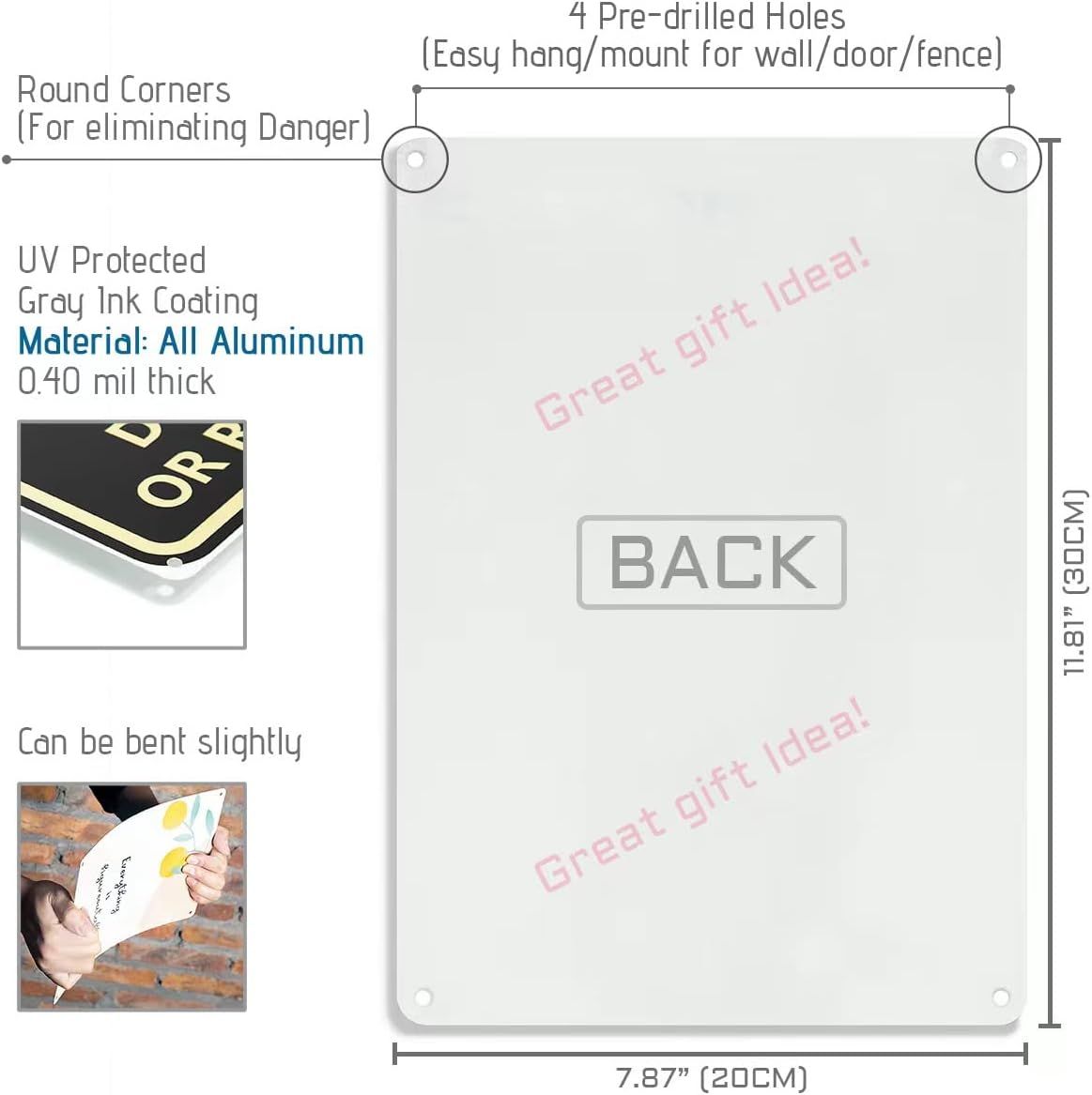 This image breaks down the physical components and material features of the sign to help shoppers understand its construction quality, safety features, and installation convenience. Communicates…