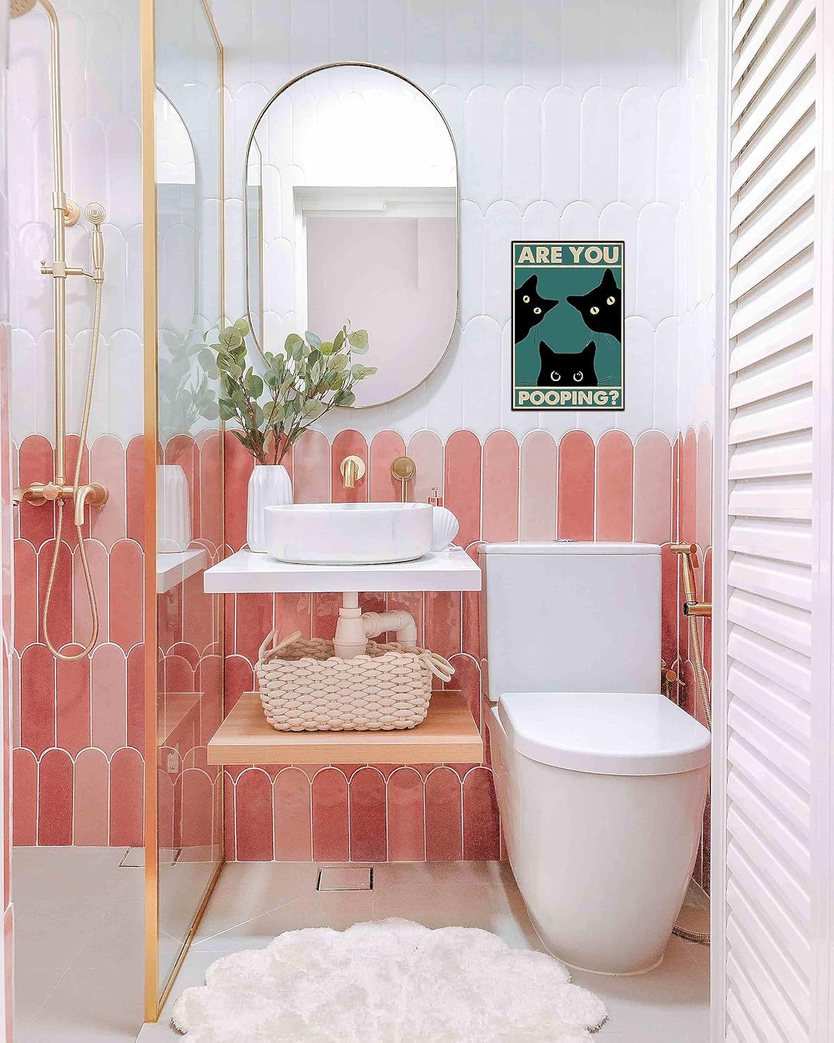 Showcases the product in a real-world bathroom setting to help shoppers visualize how it would look and fit in their own home.