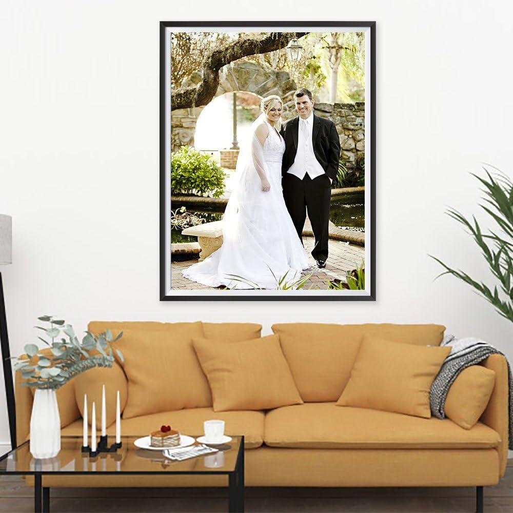 Shows the product (custom framed photo print) in a real-world home setting to help shoppers visualize how it would look displayed in their own space.
