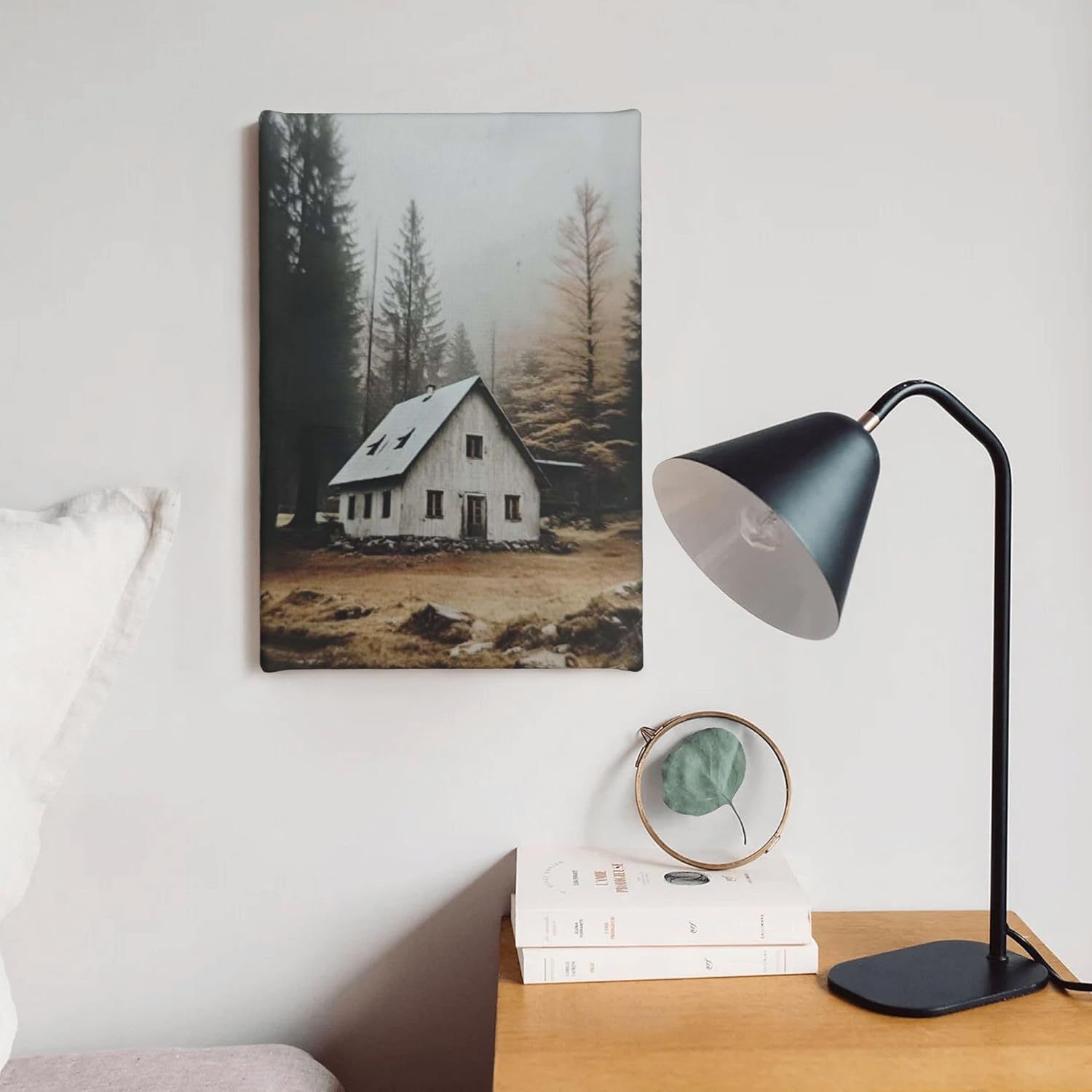 This appears to be a lifestyle/home decor setting image showing a canvas print on a wall, not an Amazon product secondary image. The image shows the product (canvas print) in a real-world context…