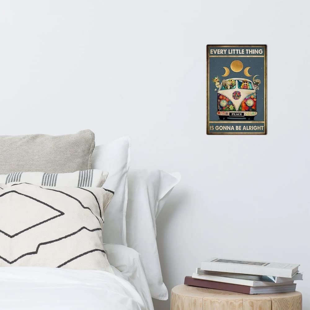 Shows the product (wall art/poster) in a real bedroom setting to help shoppers visualize how it would look in their own home.
