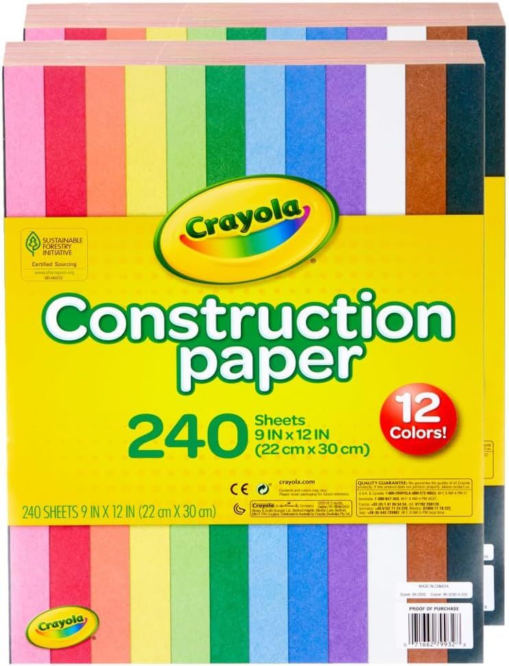 Shows the complete contents of the package, including the quantity of sheets (240), variety of colors (12), and dimensions, helping shoppers understand exactly what they will receive.