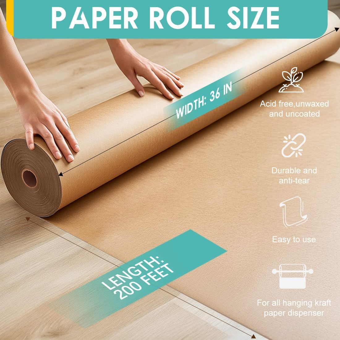 Communicates the exact dimensions of the paper roll to help shoppers understand the product size and quantity they will receive. Highlights multiple product benefits including material quality,…
