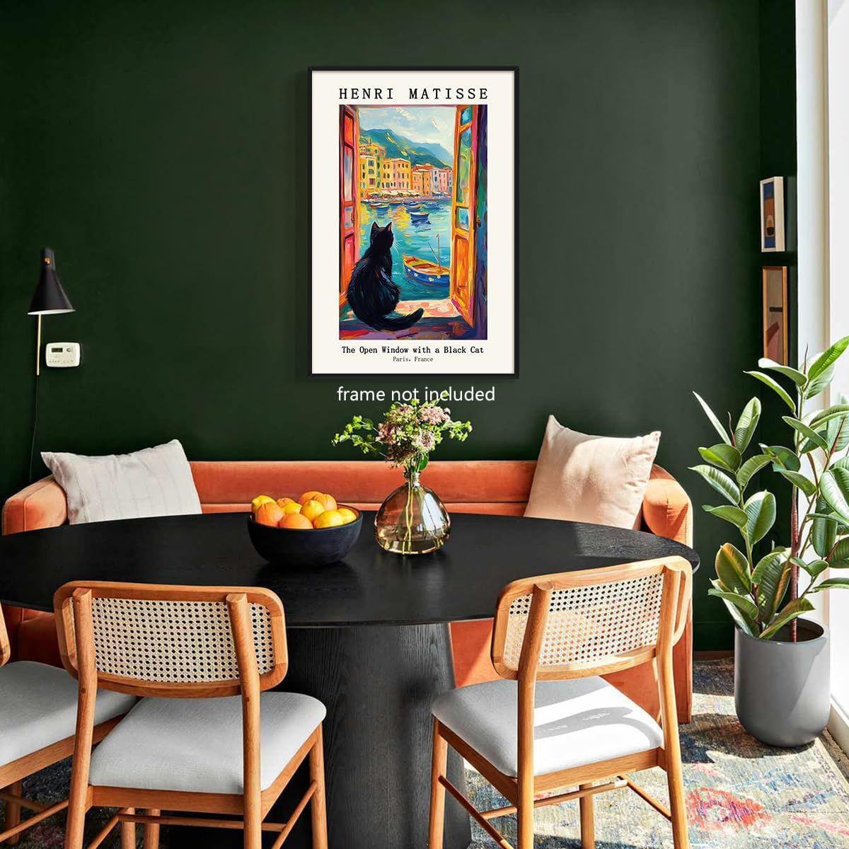 Demonstrates how the art print looks when displayed in a real-world living space, helping shoppers visualize the product in their own home environment.