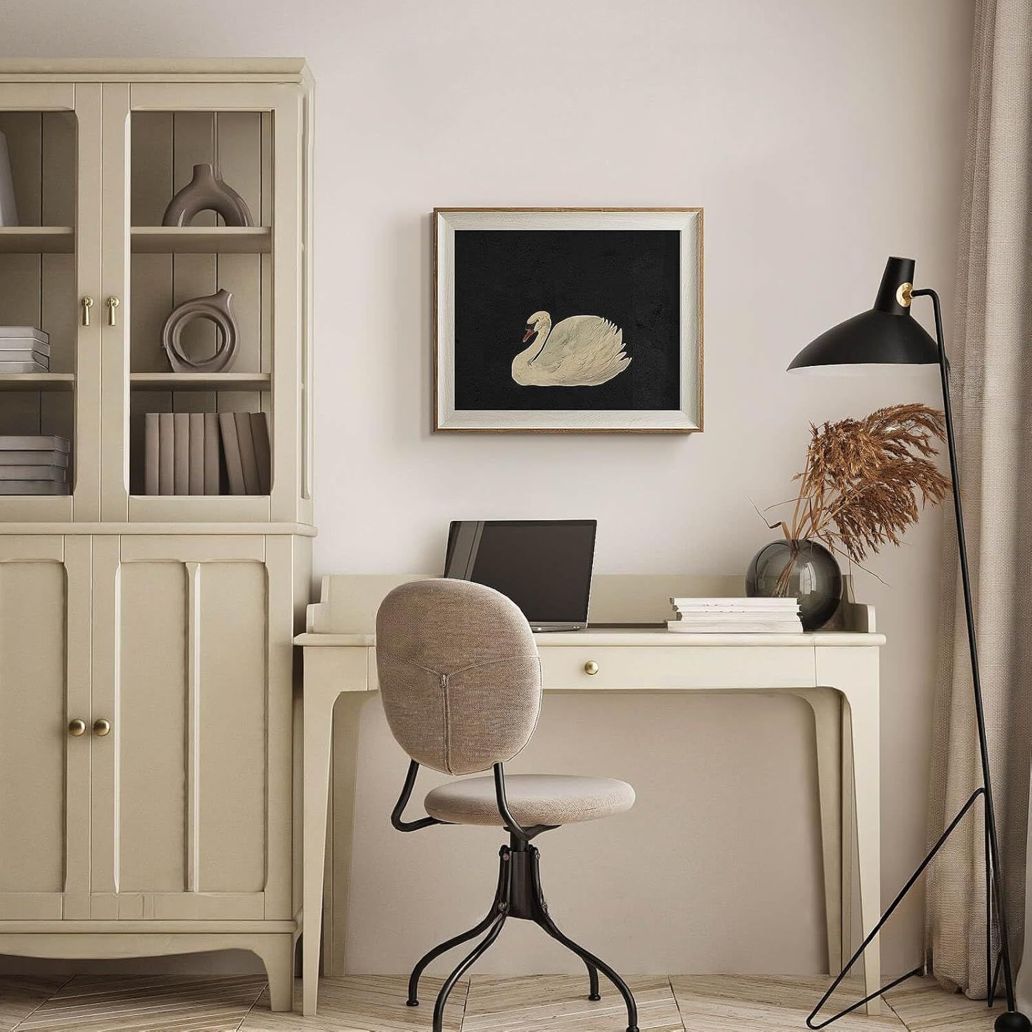 Demonstrates the product in a real-world home office environment to help shoppers visualize how it fits into their living space and daily life.