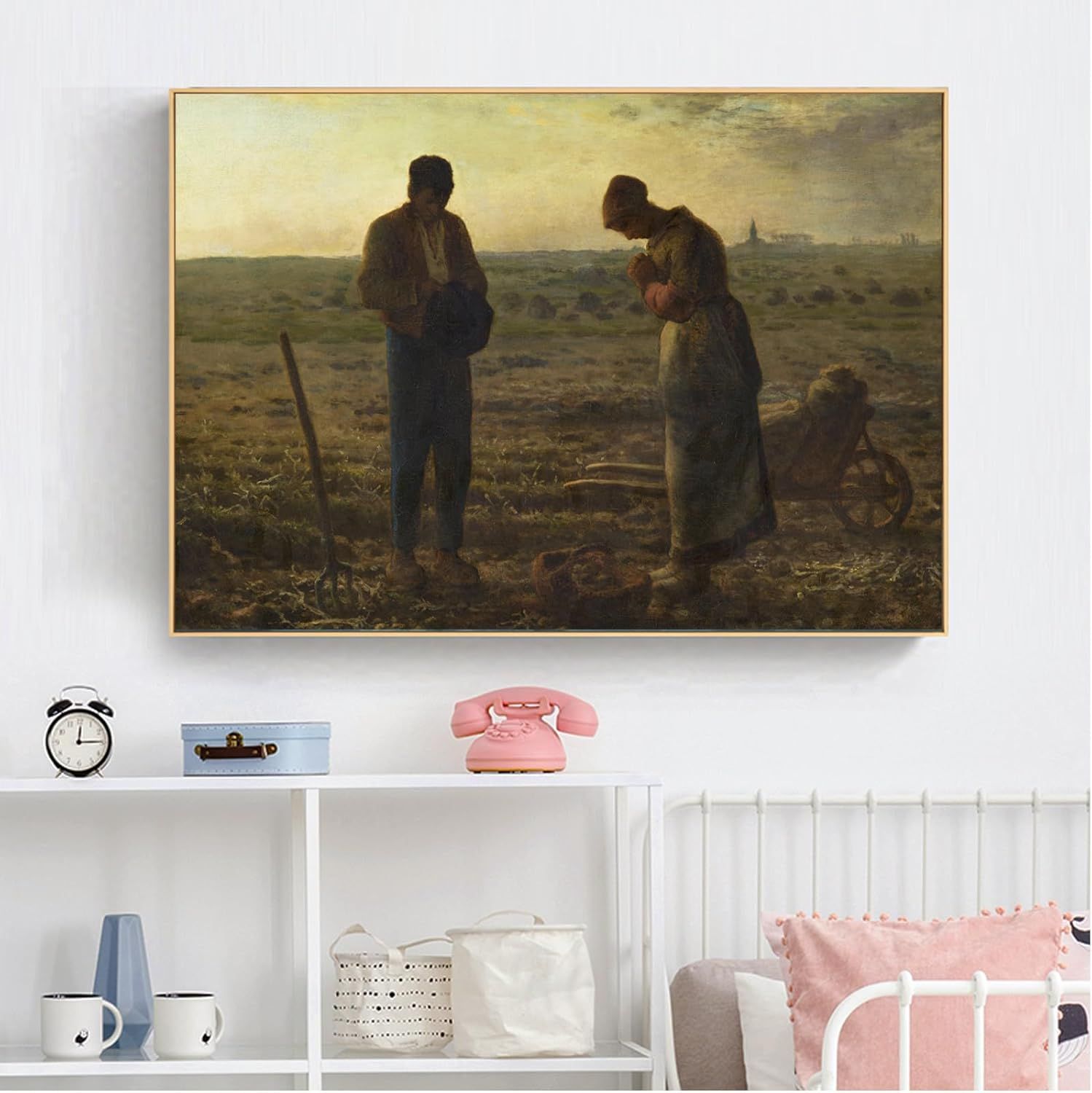Demonstrates how the framed art piece looks when displayed in a real home setting, helping shoppers visualize the product in their own space.