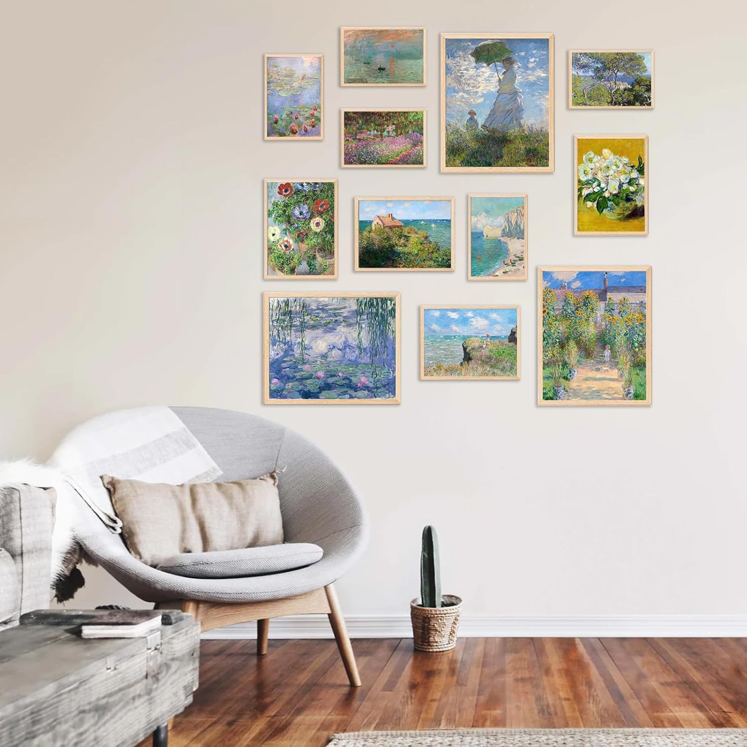 Demonstrates how the framed art prints look when displayed in a real home setting, helping shoppers visualize the product in their own living space.