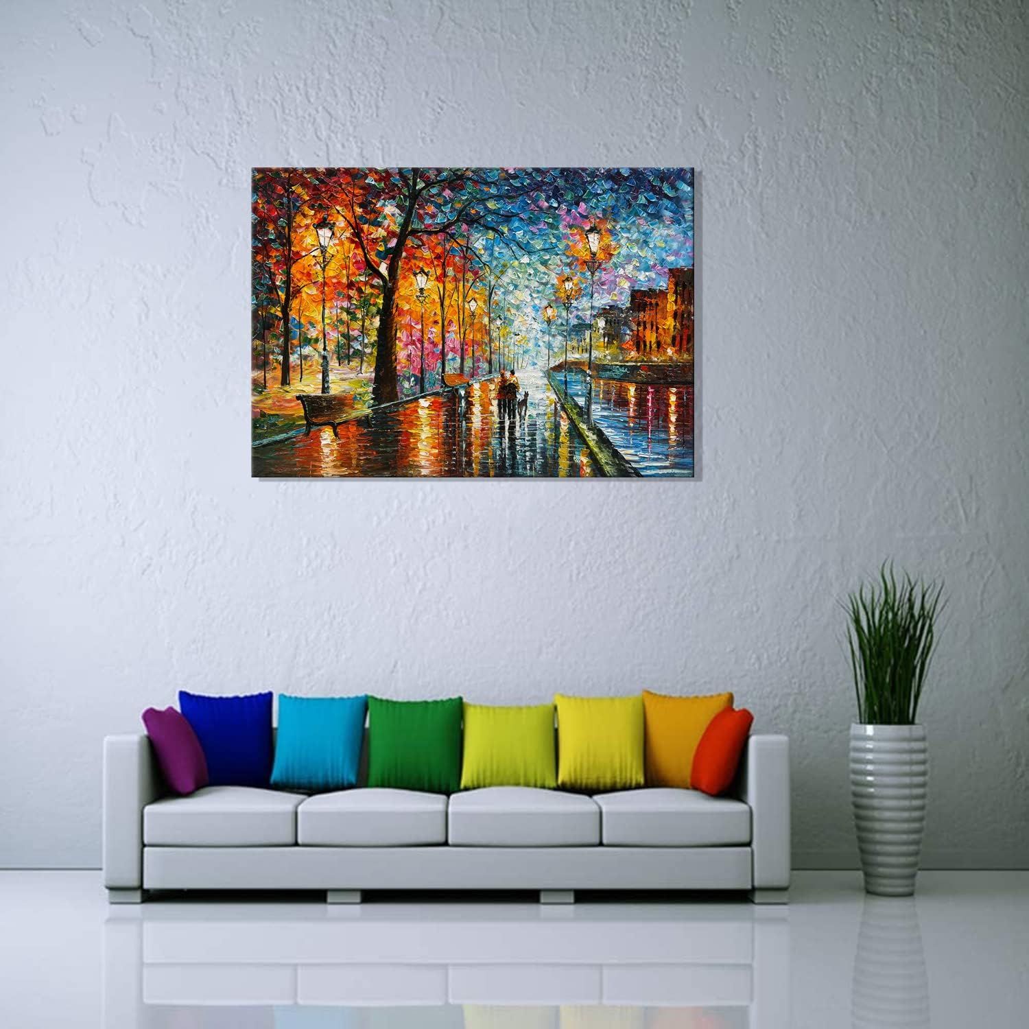 Demonstrates how the artwork looks when displayed in a real living space, helping shoppers visualize the product in their own home environment.