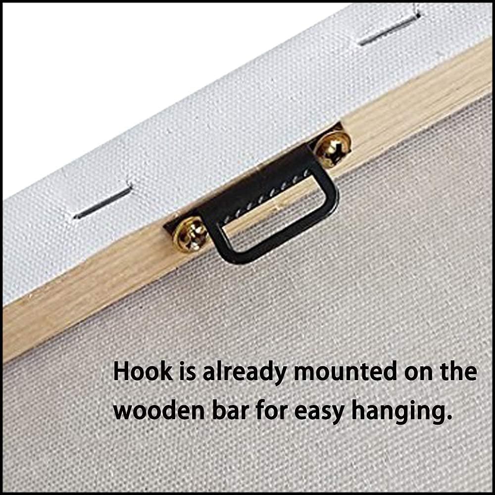 Communicates that the product comes ready to hang with a pre-installed hook, emphasizing convenience and ease of setup for the shopper.