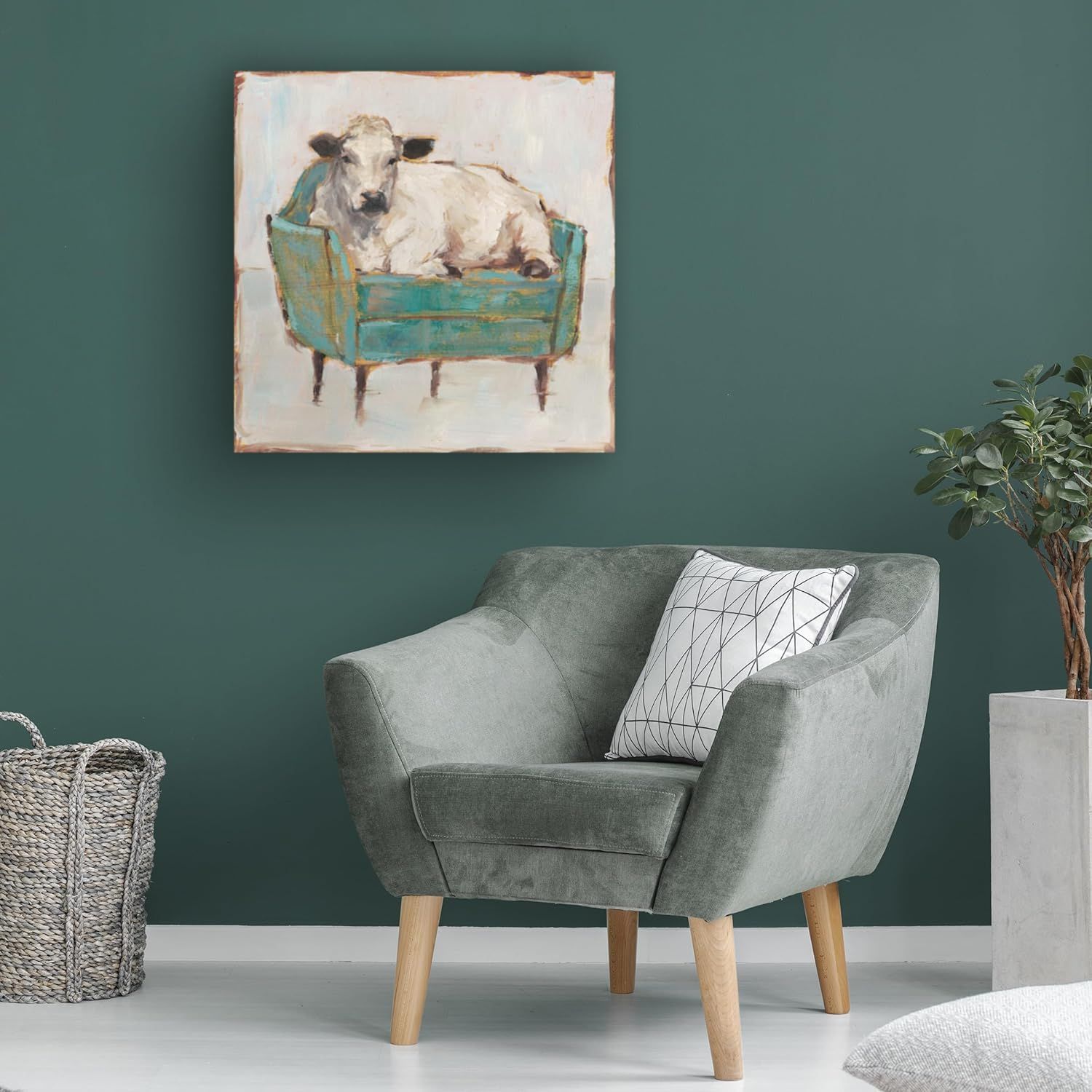 Demonstrates how the product (wall art) looks when displayed in a real-world home setting to help shoppers visualize it in their own space.