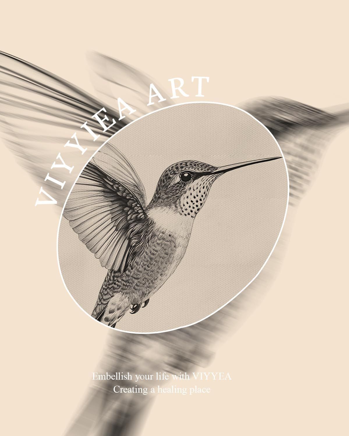 This image establishes the brand identity and emotional positioning of VIVYEA ART, communicating a premium, artistic, and healing aesthetic to shoppers.