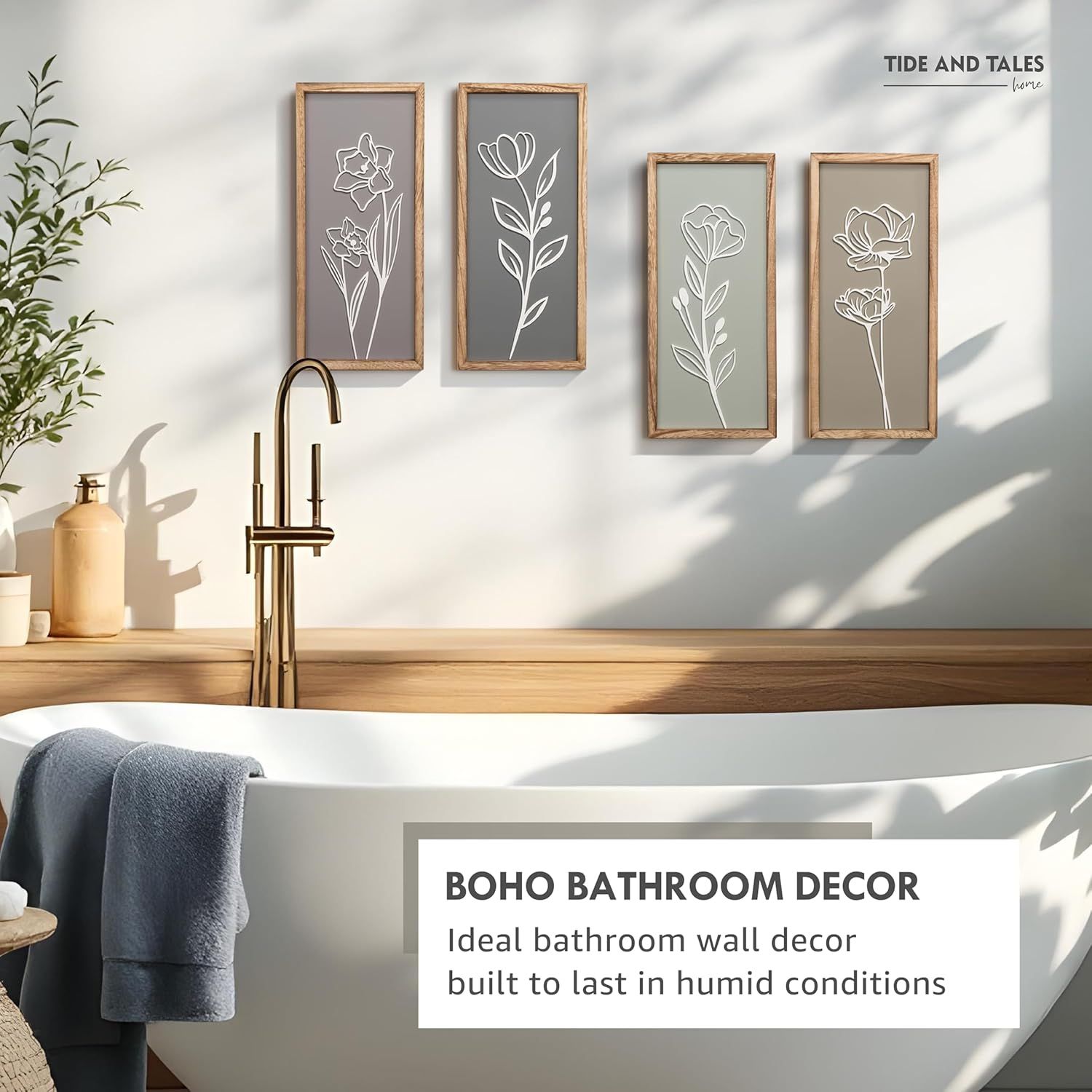 Demonstrates how the product looks when installed in an actual bathroom environment, helping shoppers visualize the decor in their own space.
