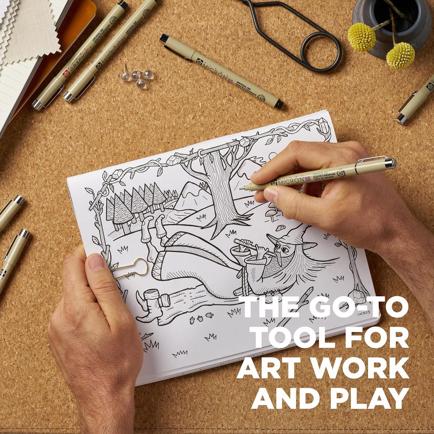 Demonstrates the product's suitability for artistic and creative activities, specifically coloring and detailed artwork, to appeal to hobbyists and creative users.
