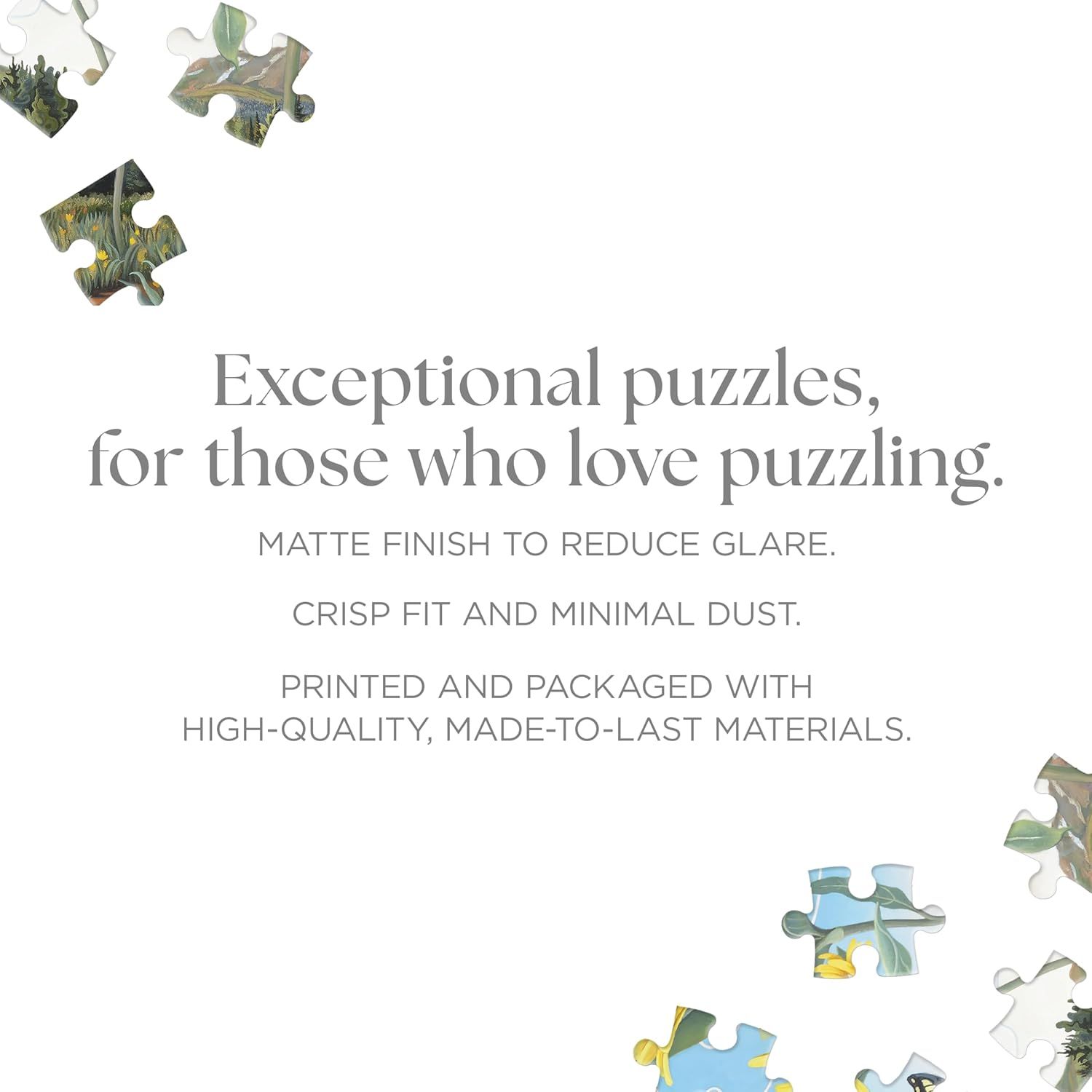 Communicates multiple quality features of the puzzles to reassure shoppers that these are premium, well-made products designed for serious puzzle enthusiasts.