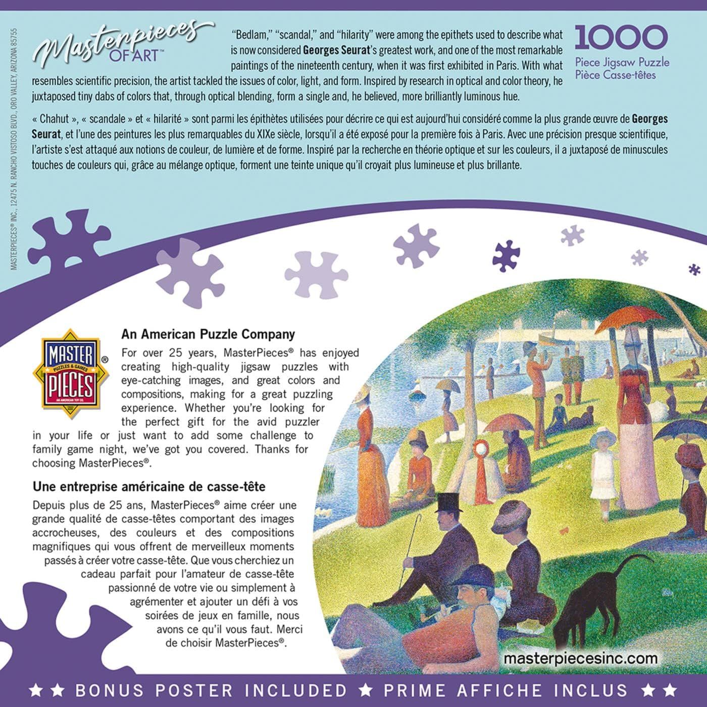 Communicates that the puzzle purchase includes a bonus poster, adding value and reassurance to the shopper that they're getting more than just the puzzle.