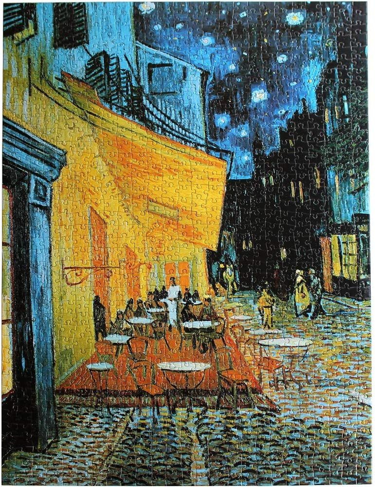 Showcases the product (puzzle) in a completed state featuring a famous artistic scene, demonstrating the aesthetic appeal and decorative quality of the finished puzzle.
