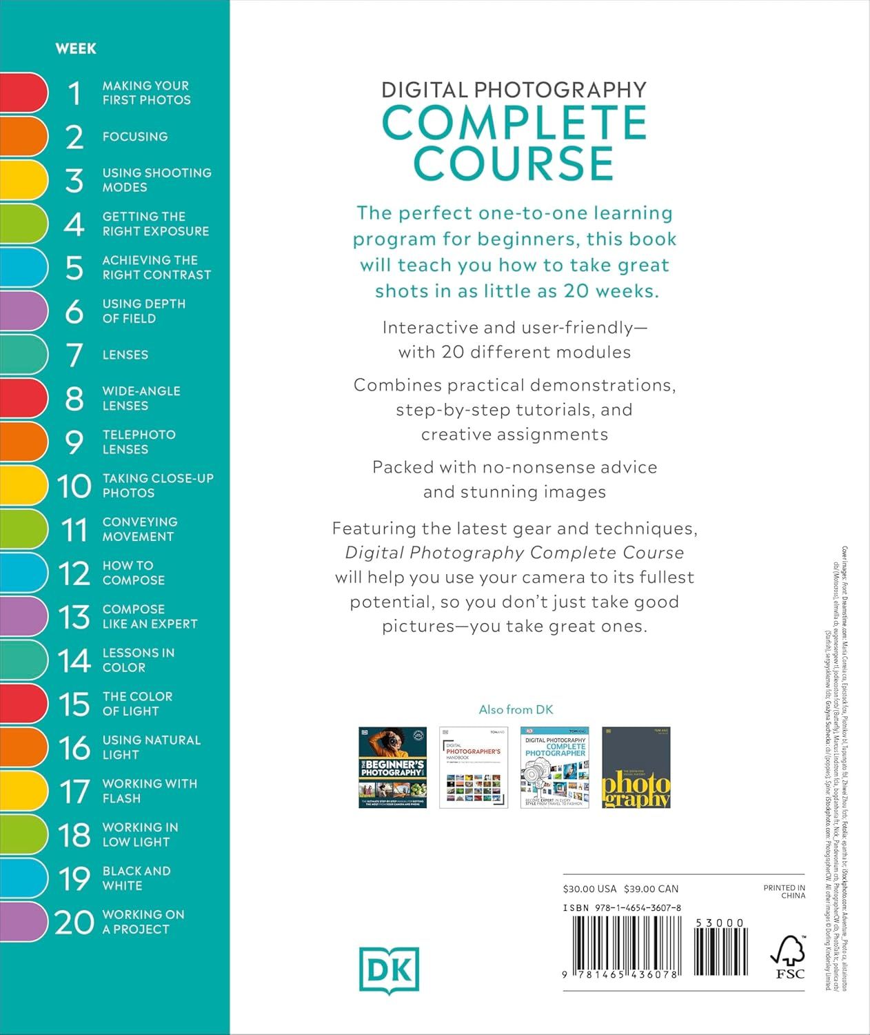 This image communicates the comprehensive structure and multiple benefits of the photography course, highlighting its modular approach, beginner-friendly format, practical content, and expert…