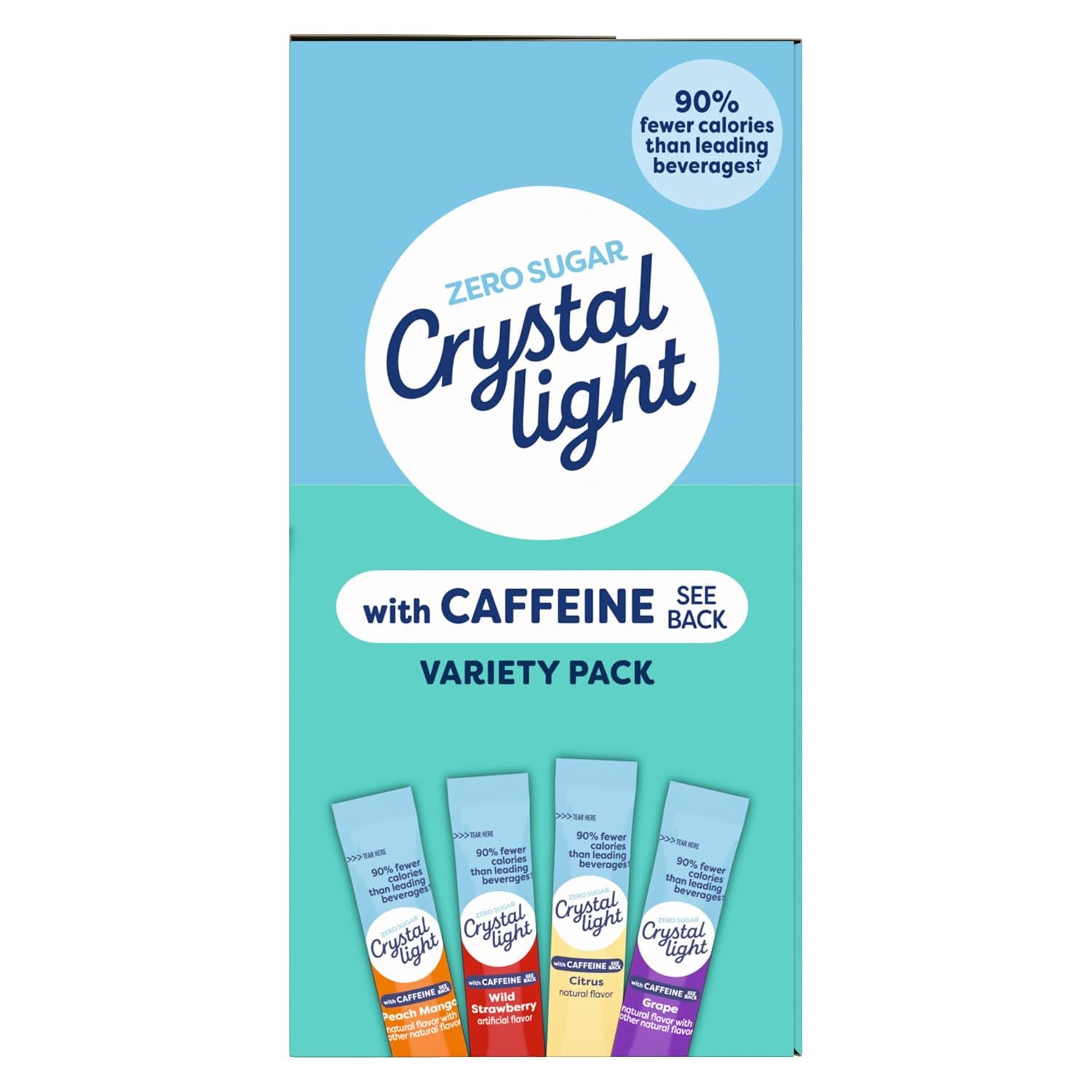 Communicates a quantifiable health benefit to reassure shoppers that this product is a low-calorie alternative to other beverages. Shows the customer what flavors are included in the variety pack so…