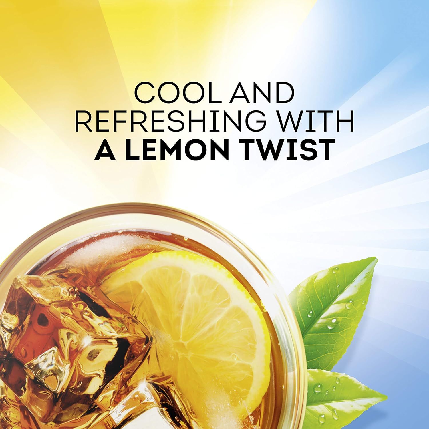 Communicates the product's cool and refreshing lemon flavor to appeal to shoppers looking for a citrus-flavored beverage.