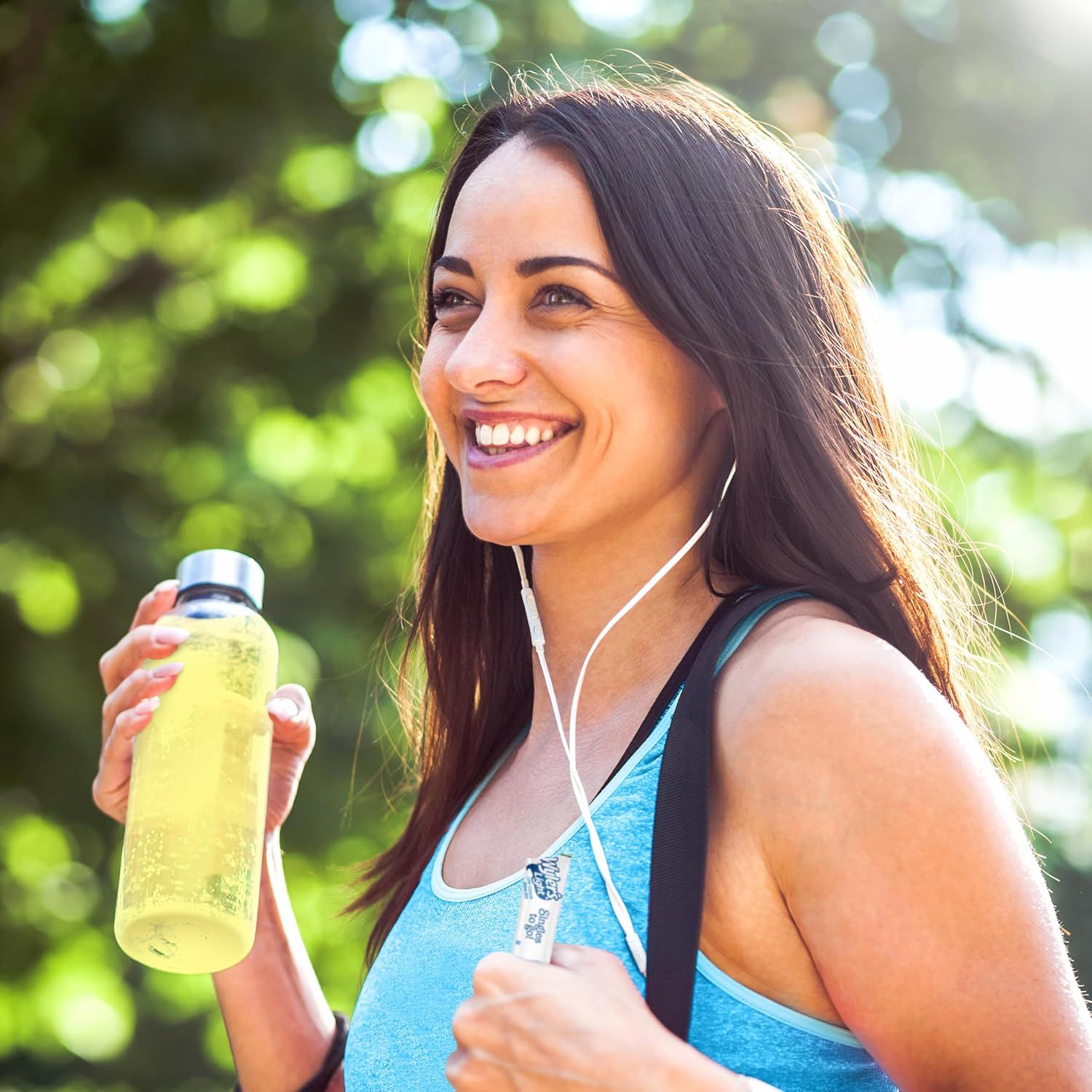 Demonstrates the product being used in a real-world outdoor fitness context to help shoppers visualize themselves using it during exercise or active moments.