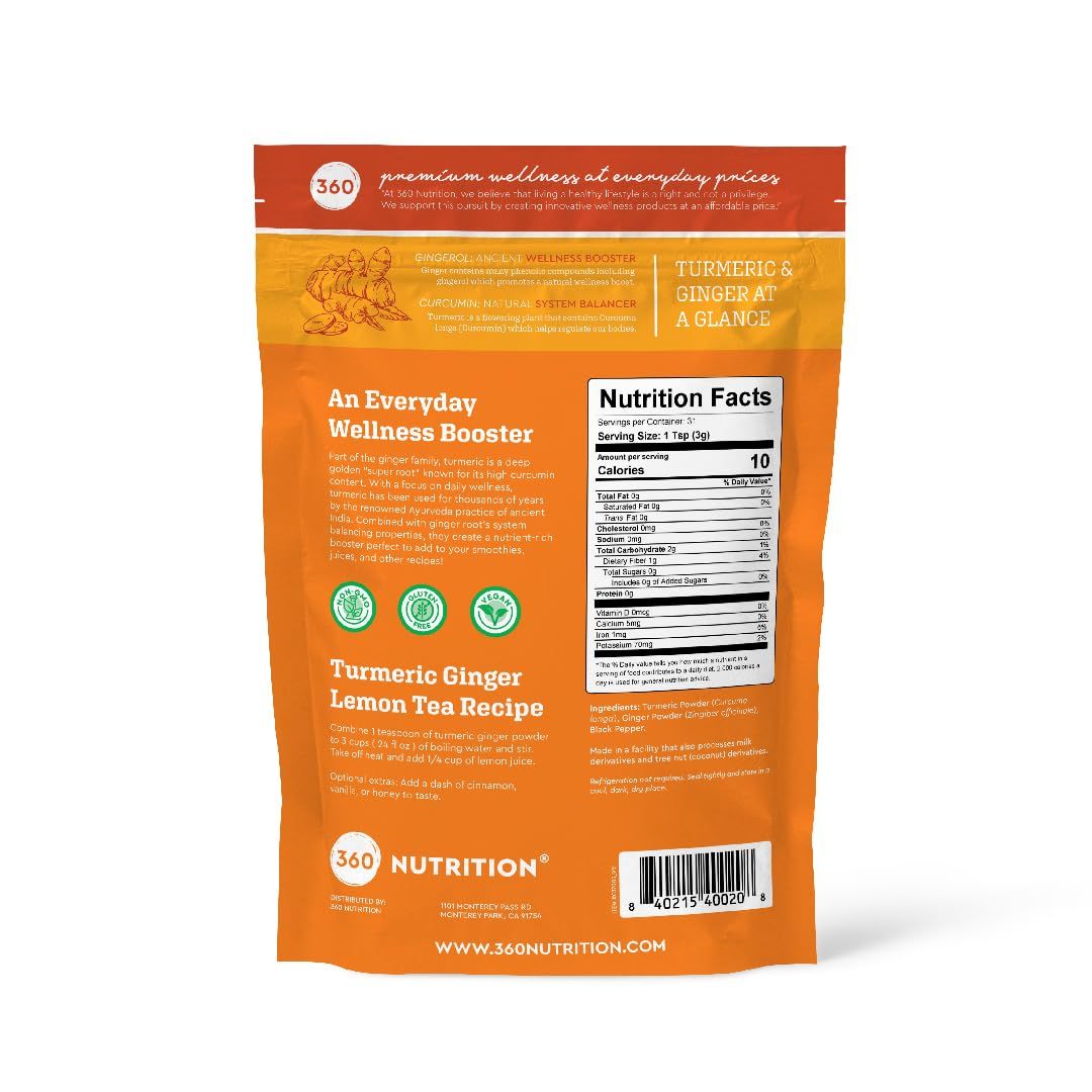 Communicates multiple distinct benefits of the turmeric and ginger product including its role as a wellness booster, natural system balancer, and vegan certification to appeal to health-conscious…