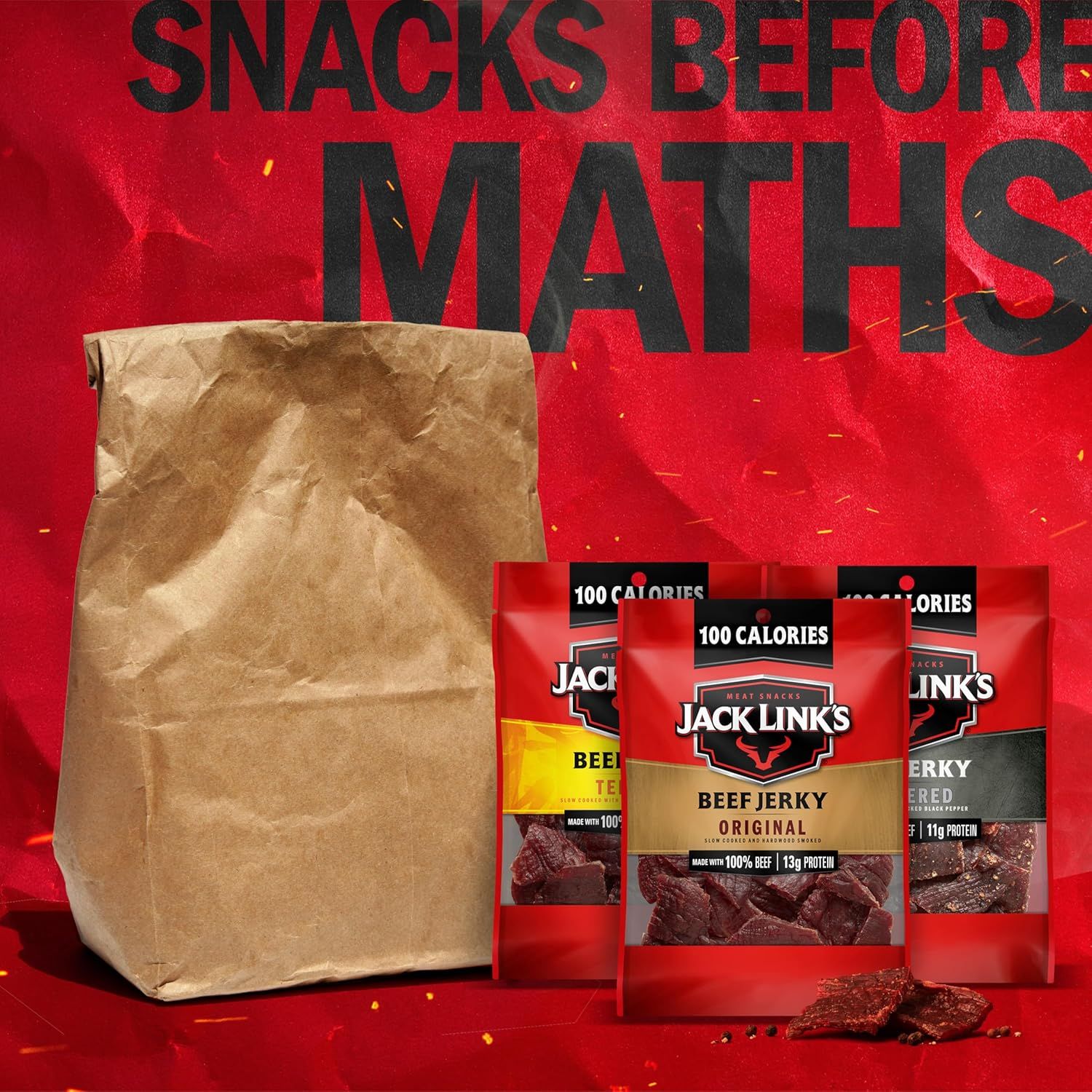 Shows the variety of beef jerky flavors included in the bundle, reassuring shoppers they'll receive multiple options in one purchase.