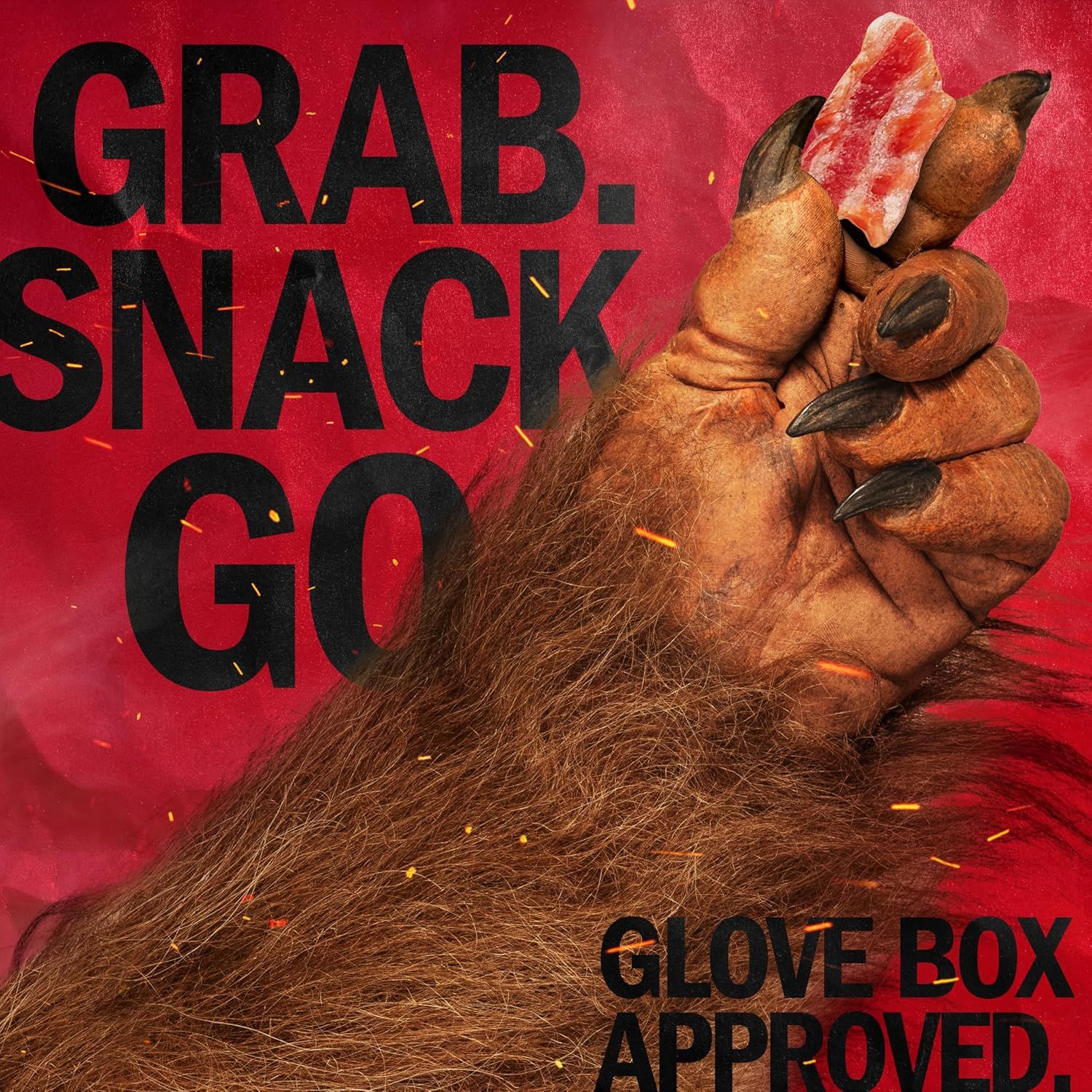 Communicates that the product is a convenient, portable snack that fits in a car glove box, perfect for on-the-go snacking.