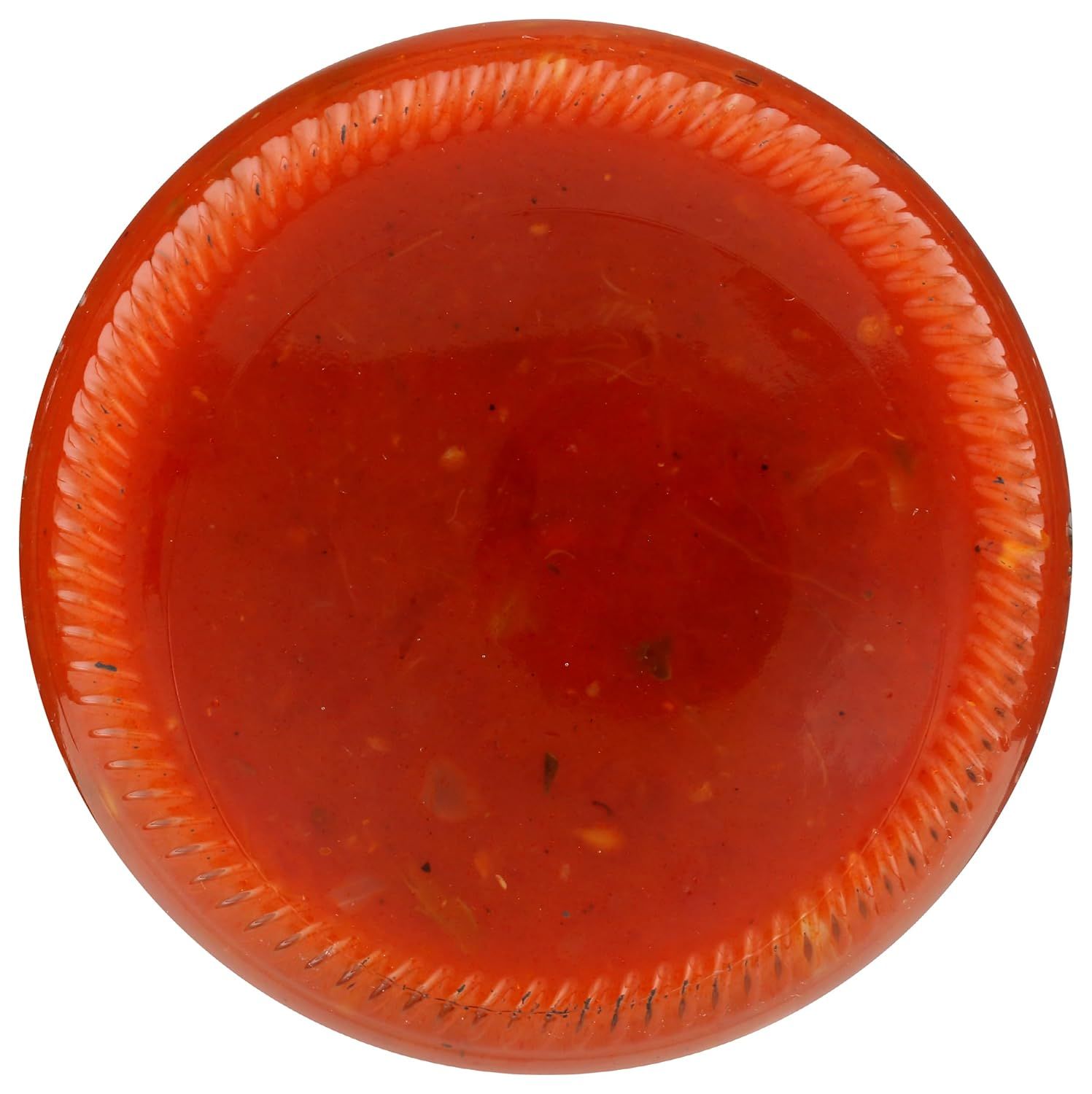 Provides a clean, catalog-style view of the orange paper plate on a white background with no text or design elements, allowing shoppers to see the product clearly.