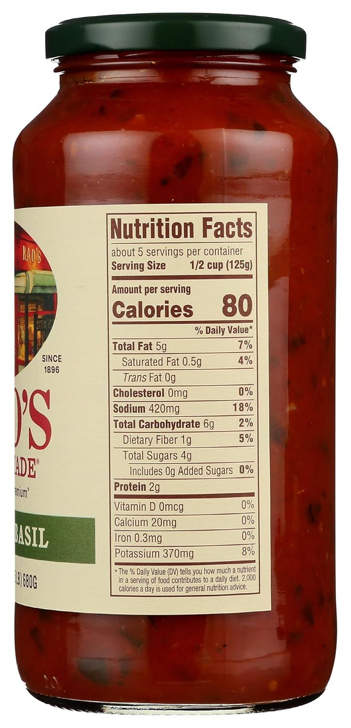 Provides a clean, catalog-style view of the product jar showing the nutrition facts panel for shoppers to review nutritional information.