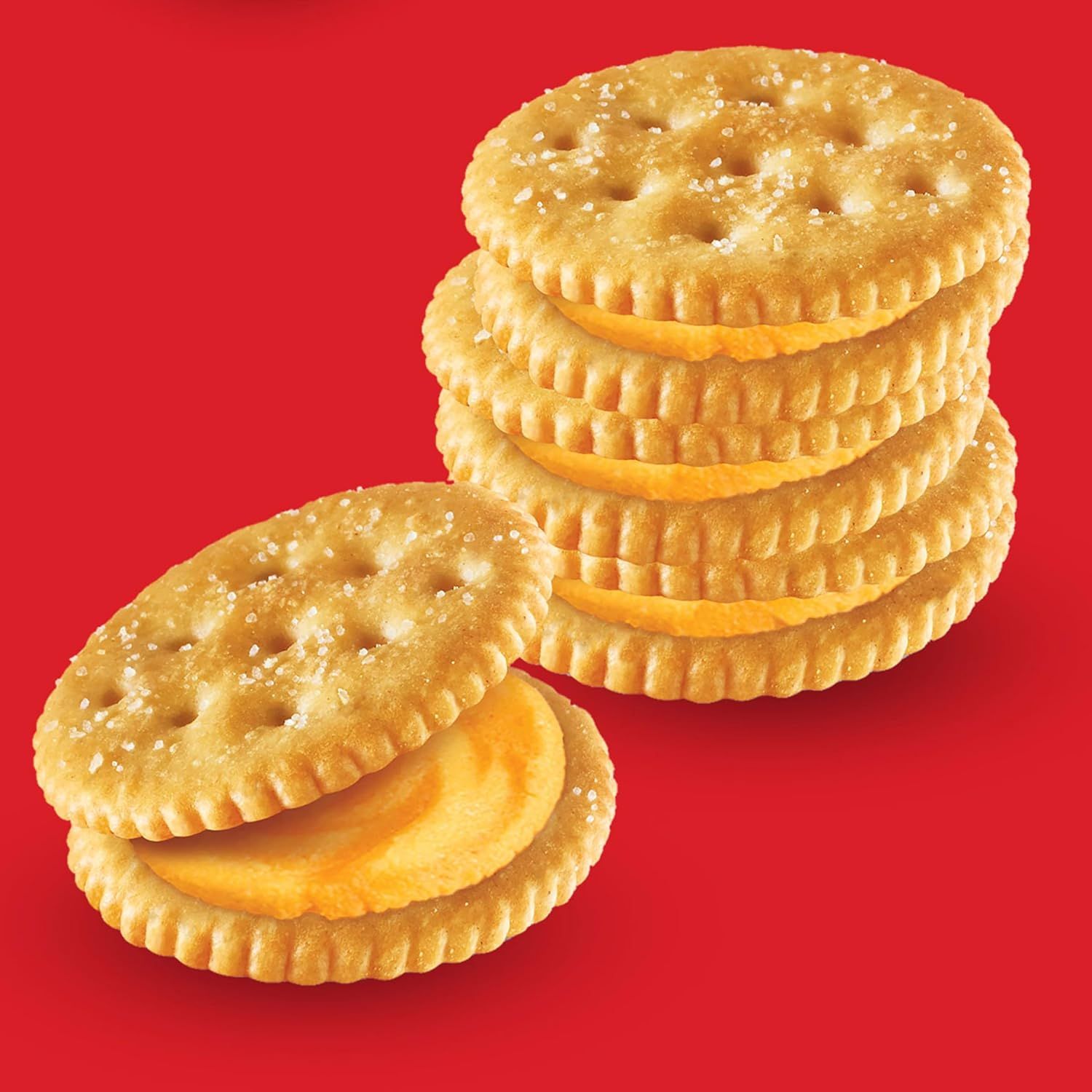 Displays the product (sandwich crackers) in a clean, professional catalog-style photo to show the product clearly without distractions.